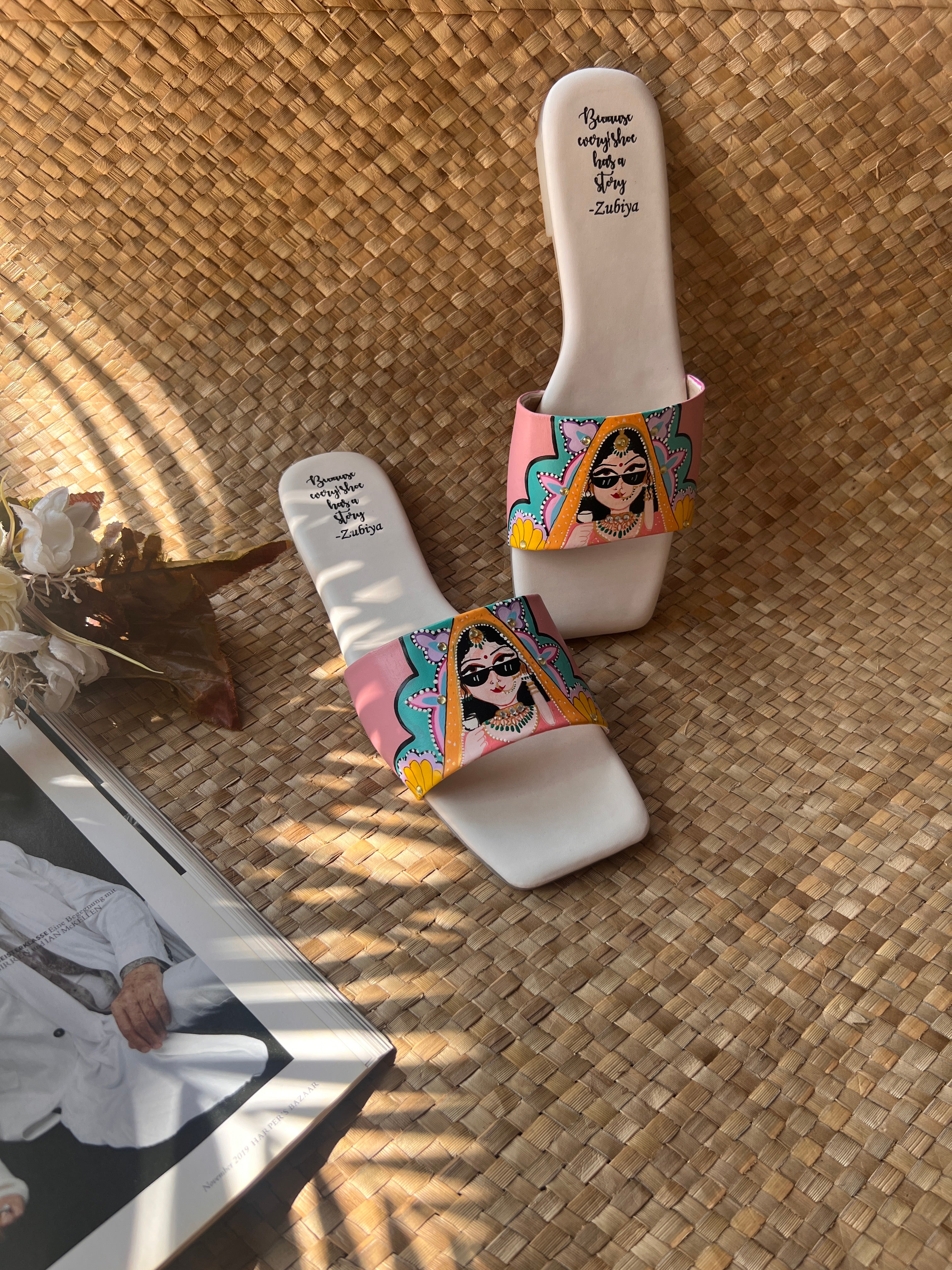 Pastel pink swagger slides