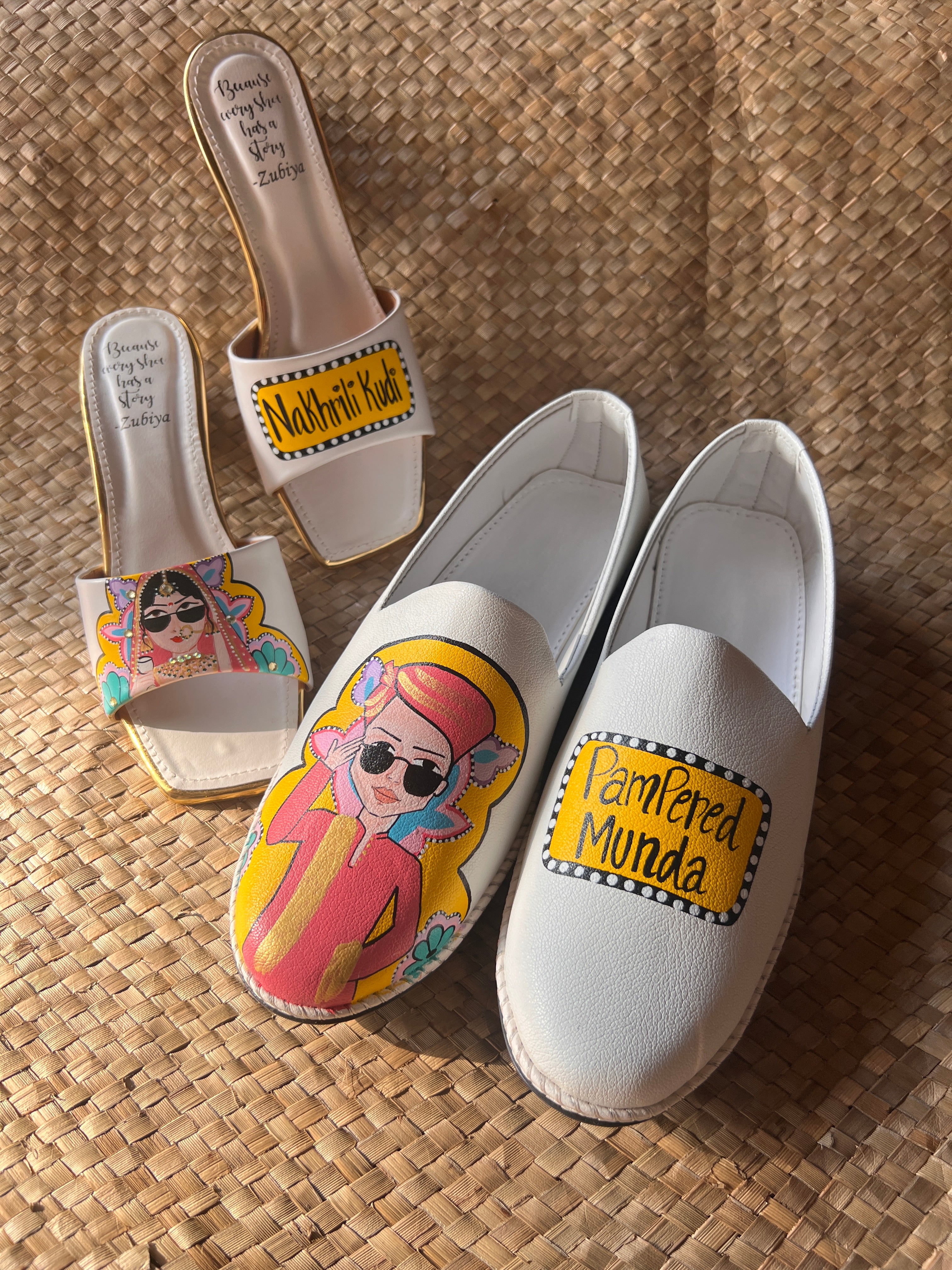 Nakhrili kudi -pampered munda yellow juttis couple combo