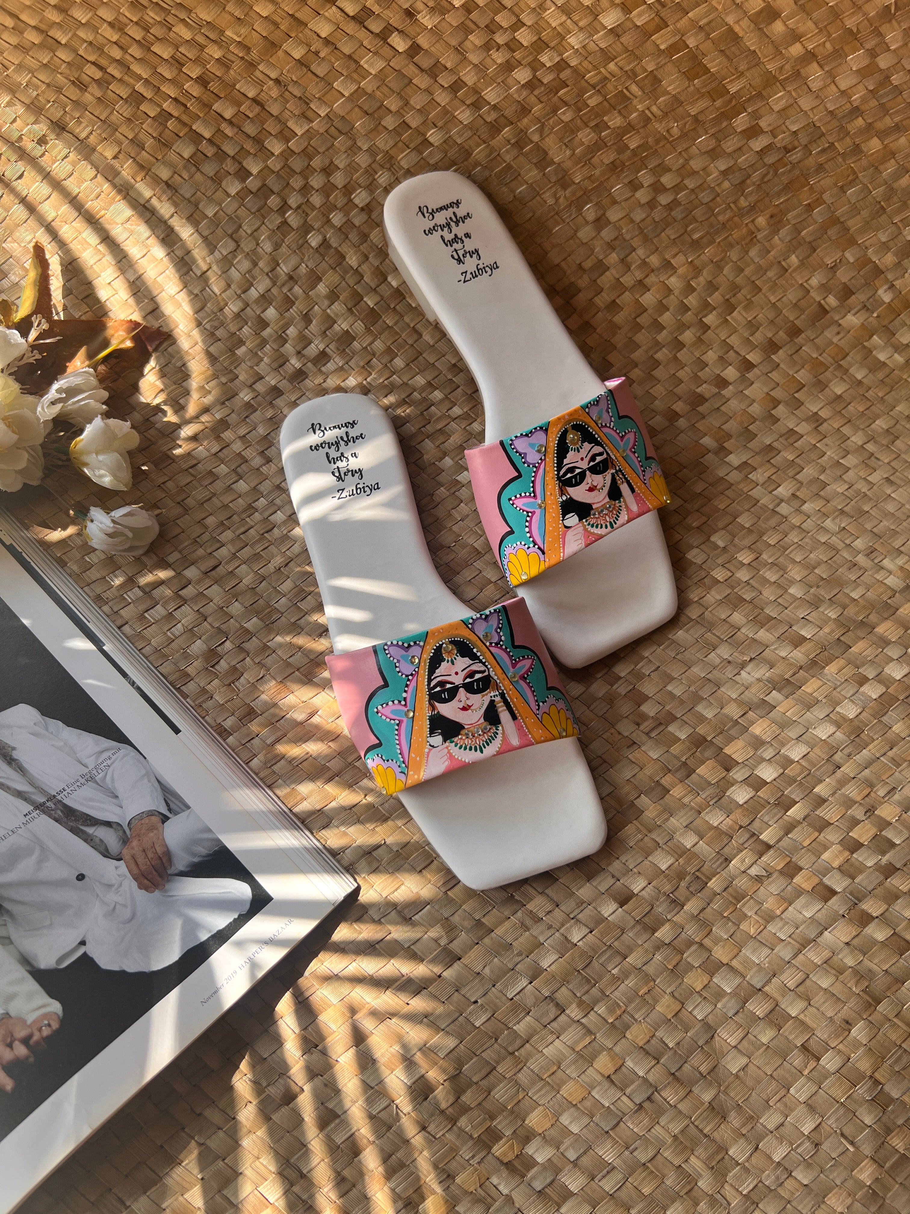 Pastel pink swagger slides