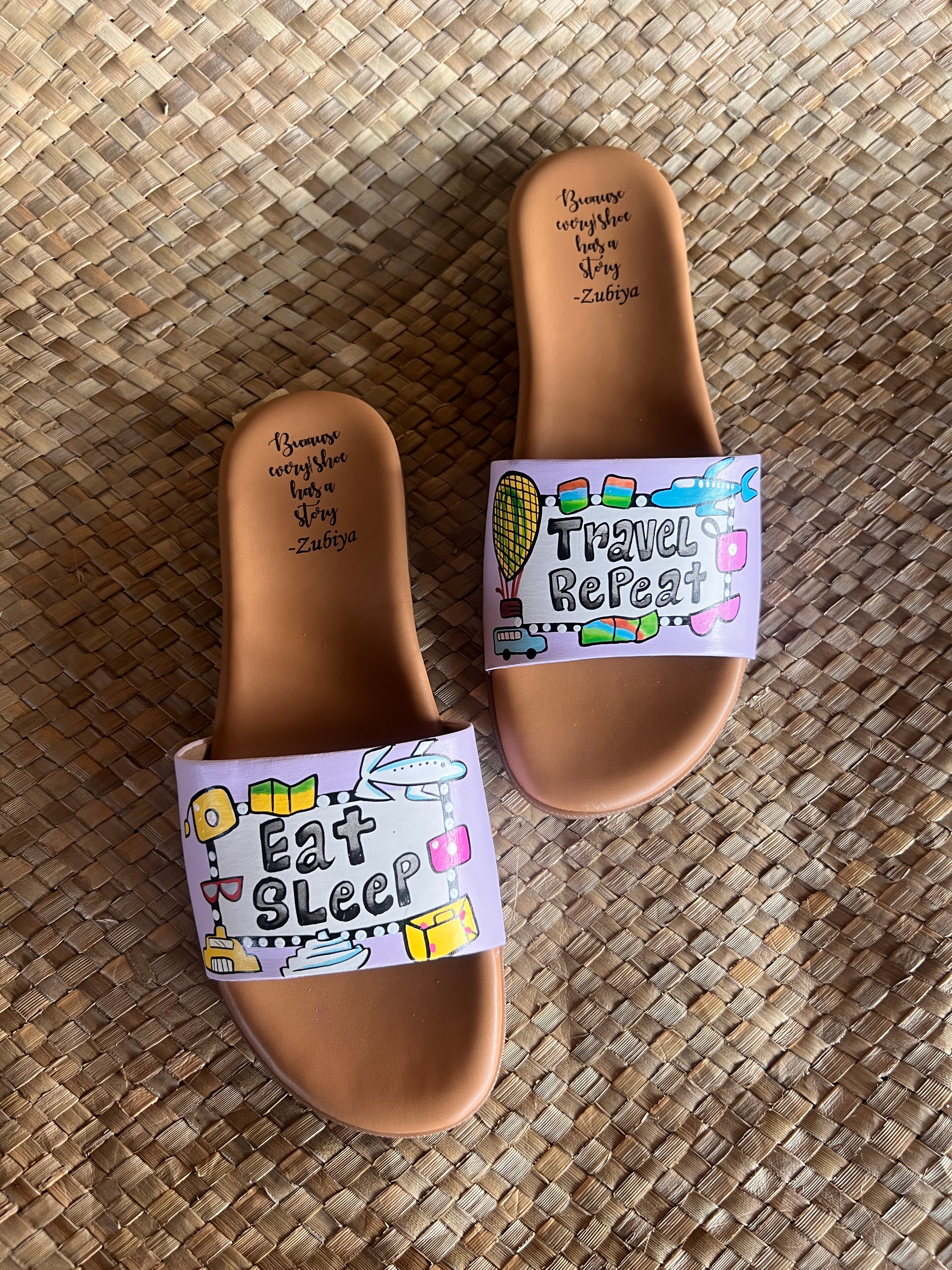 Eat sleep travel repeat brown slider