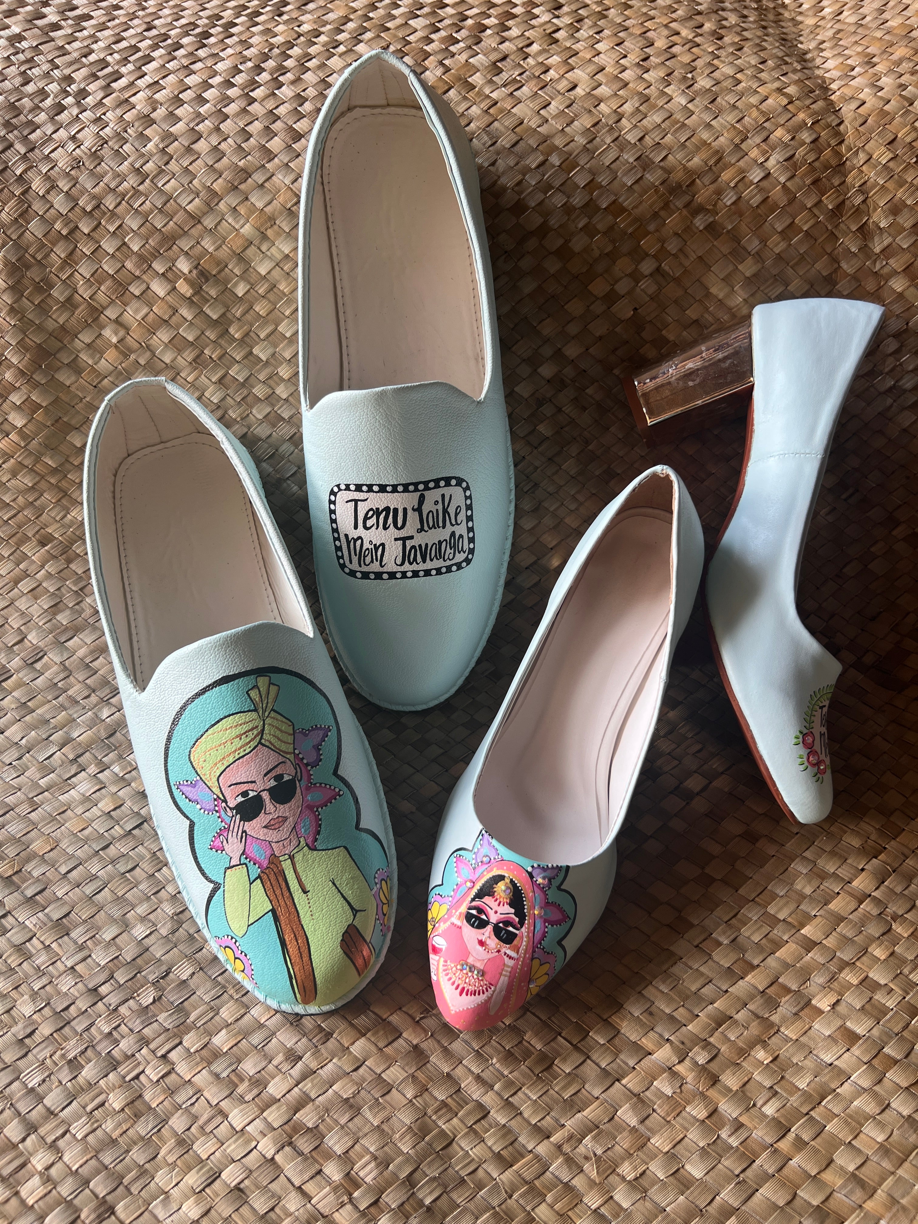 Powder blue men’s Mojris - 3.5 inch pump block couple combo