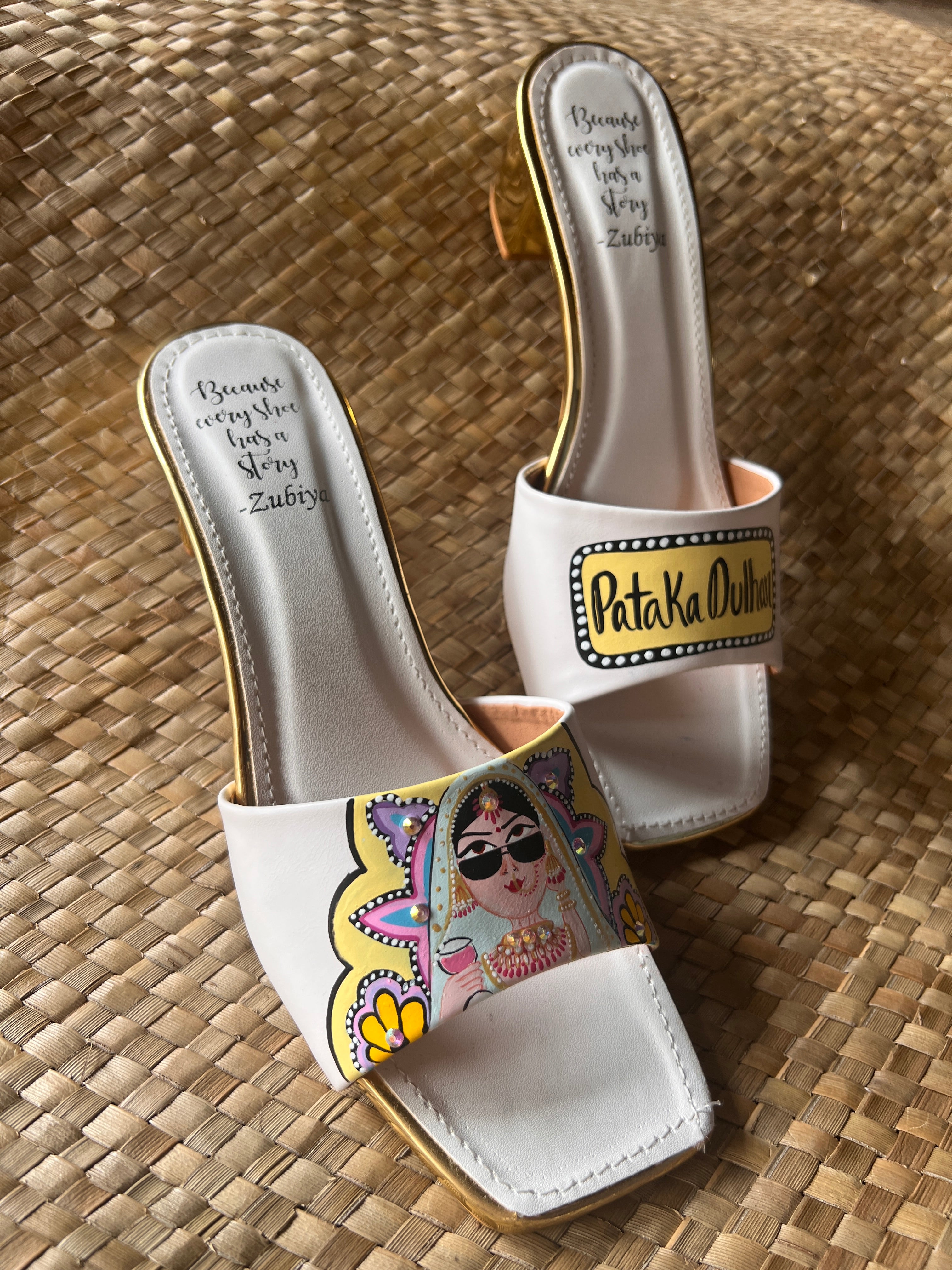 White - lime swag dulhan 2 inch heel