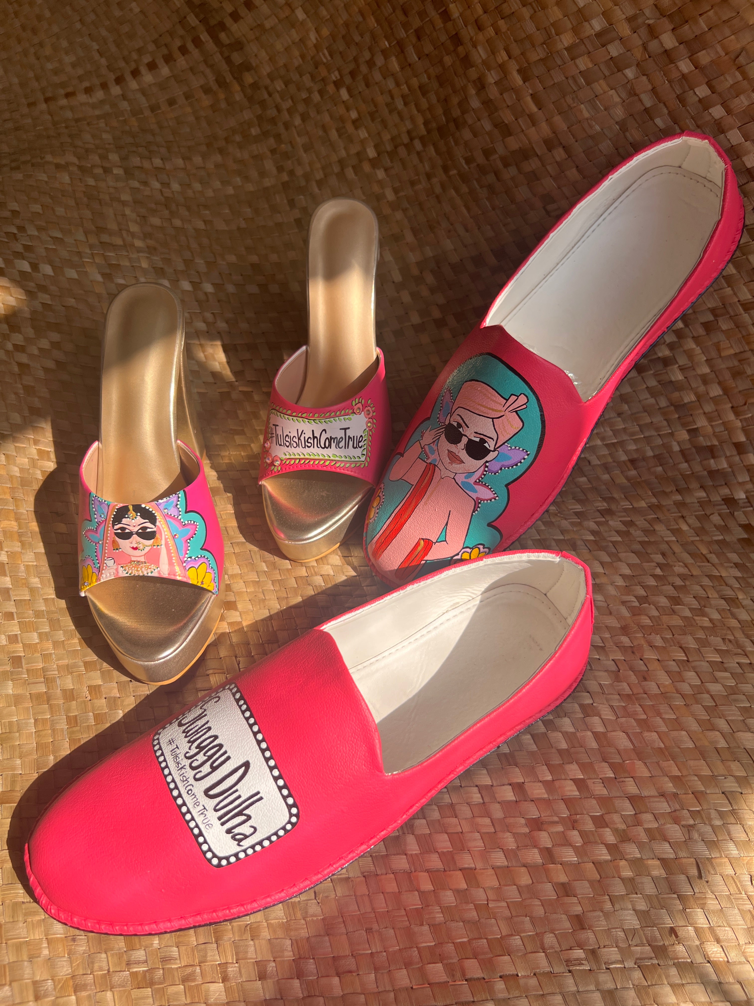 Hot pink Mojris and 5”inch heel couple Combo