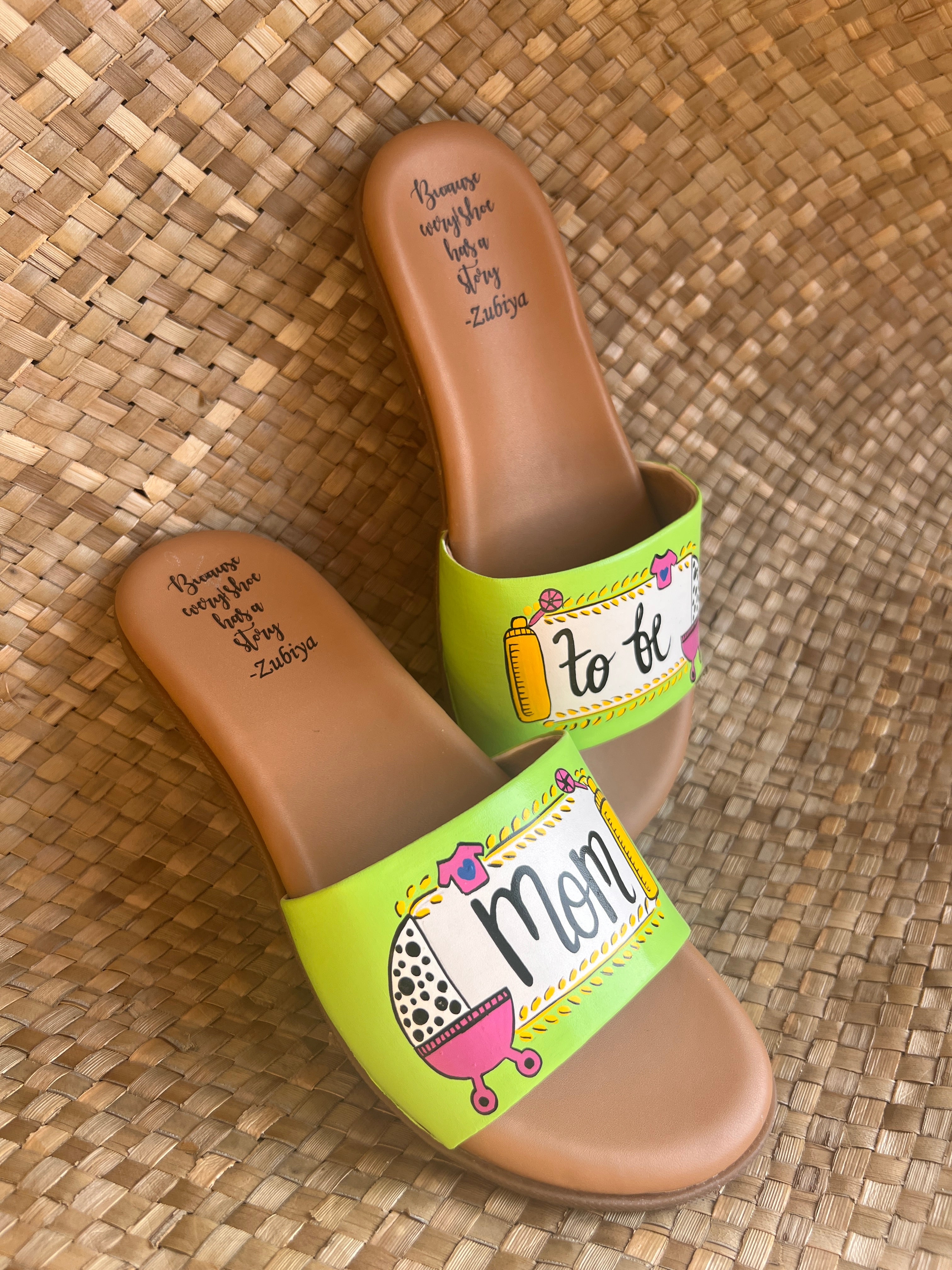 Lime green Mom To Be (Red) Slides