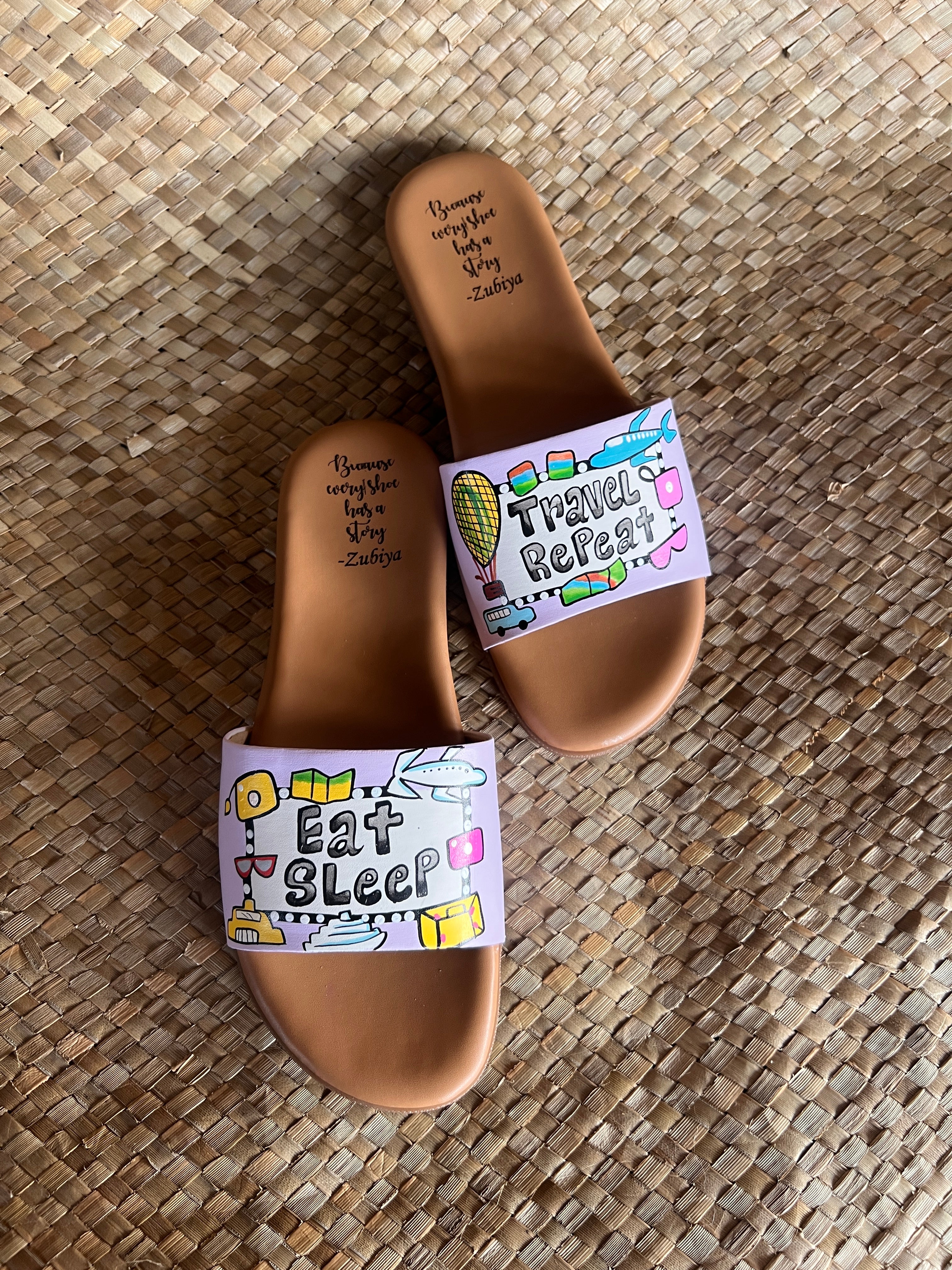 Eat sleep travel repeat brown slider