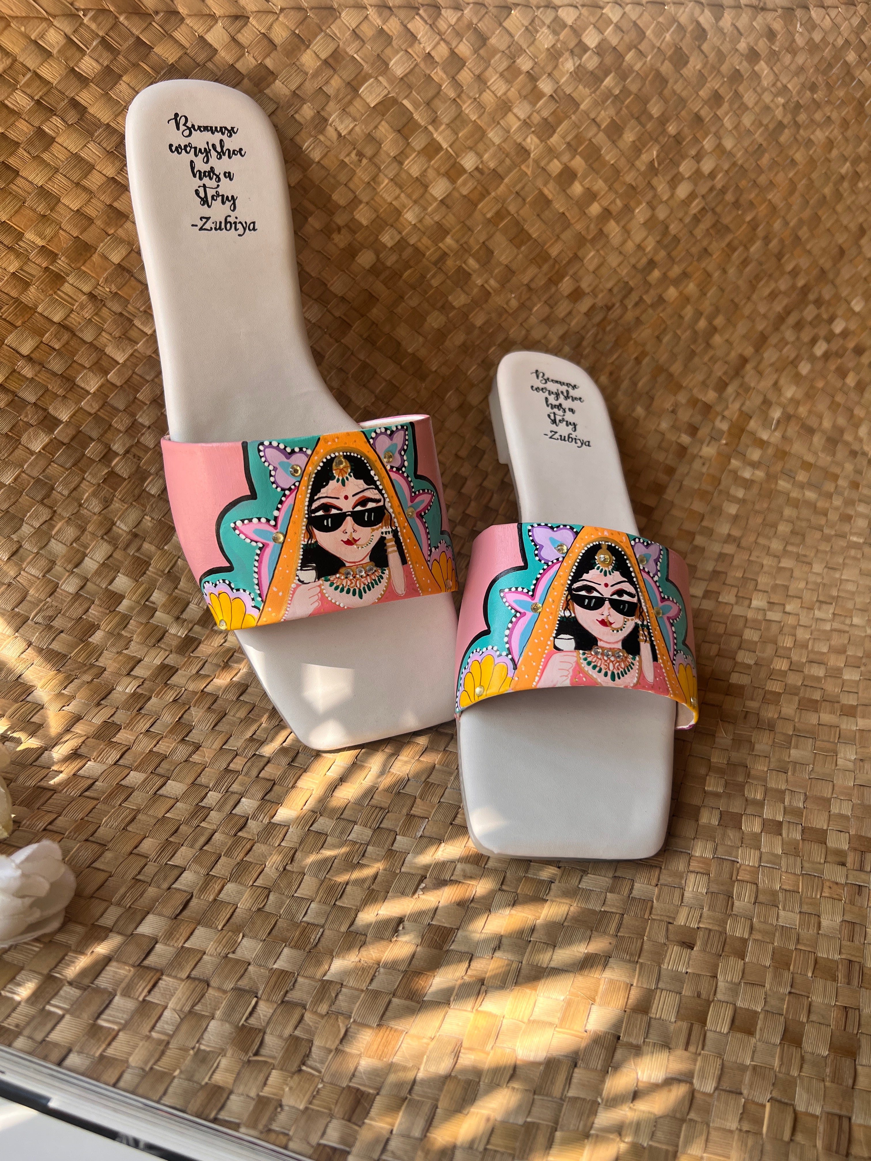 Pastel pink swagger slides