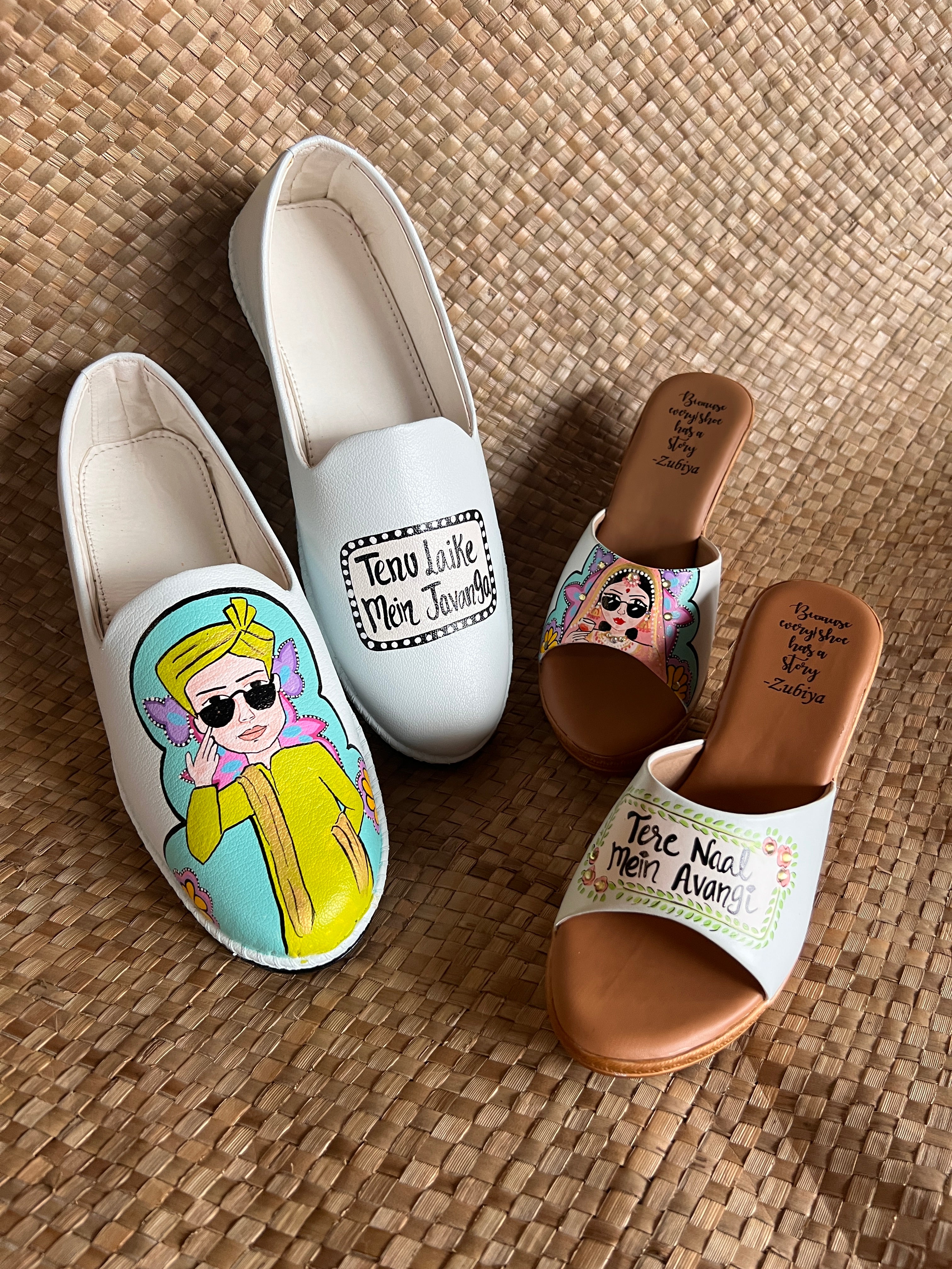 Powder blue Mojris and 3.5inch wedges heel couple Combo