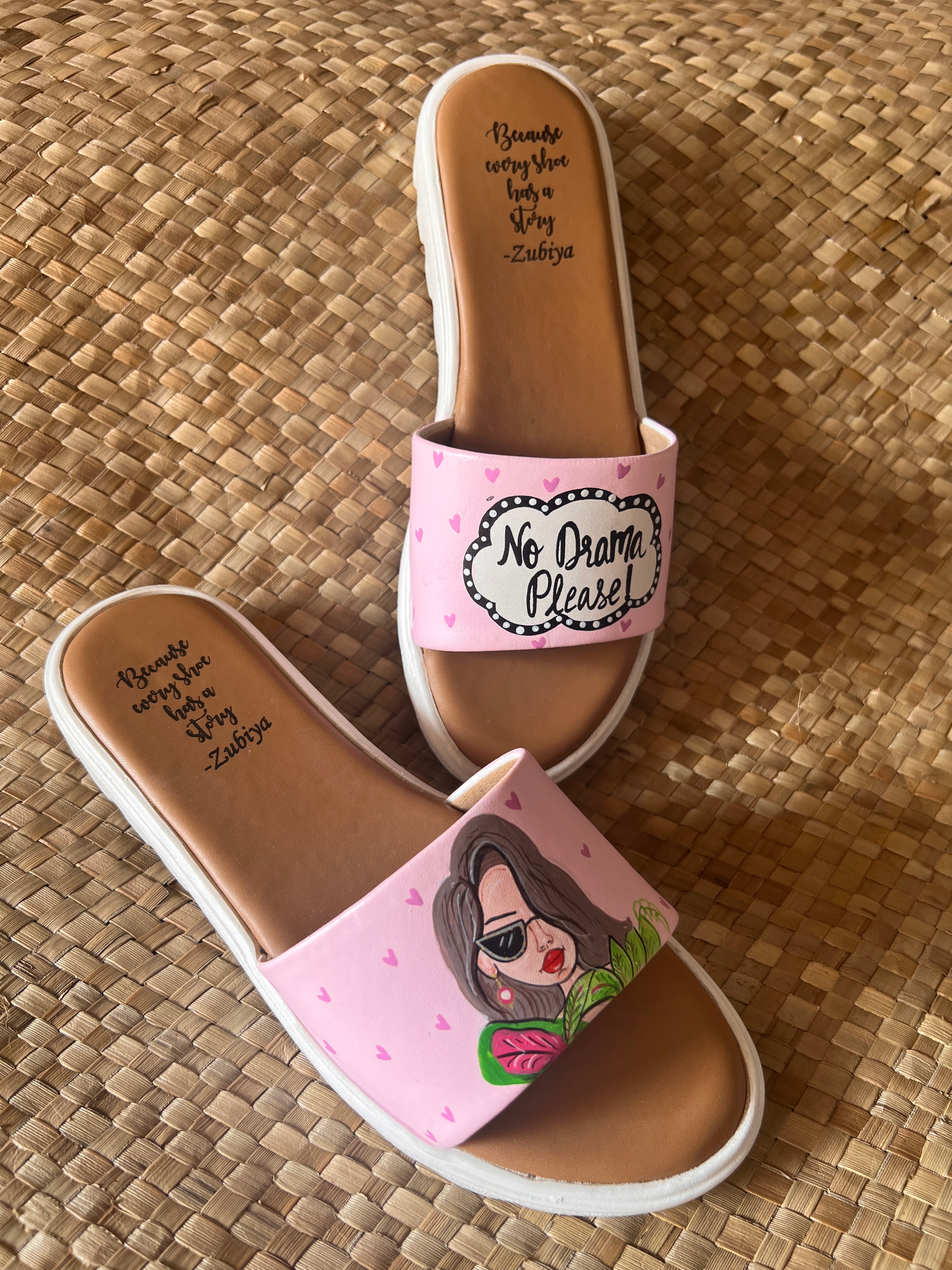 No drama please slides white sole slider