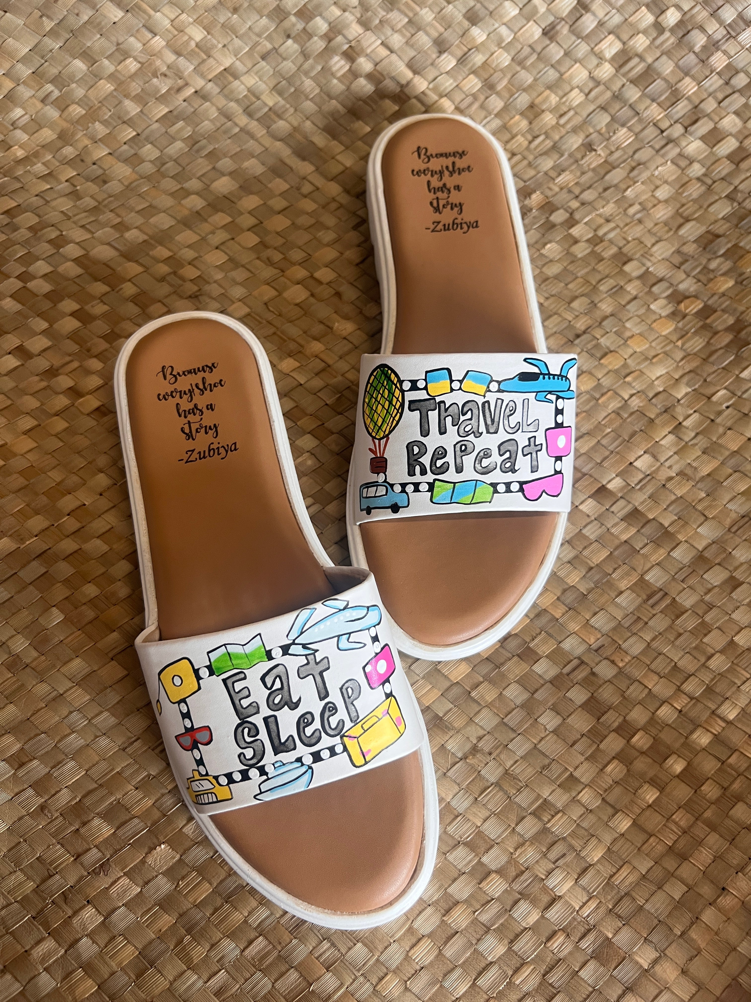 Eat sleep travel repeat white slider