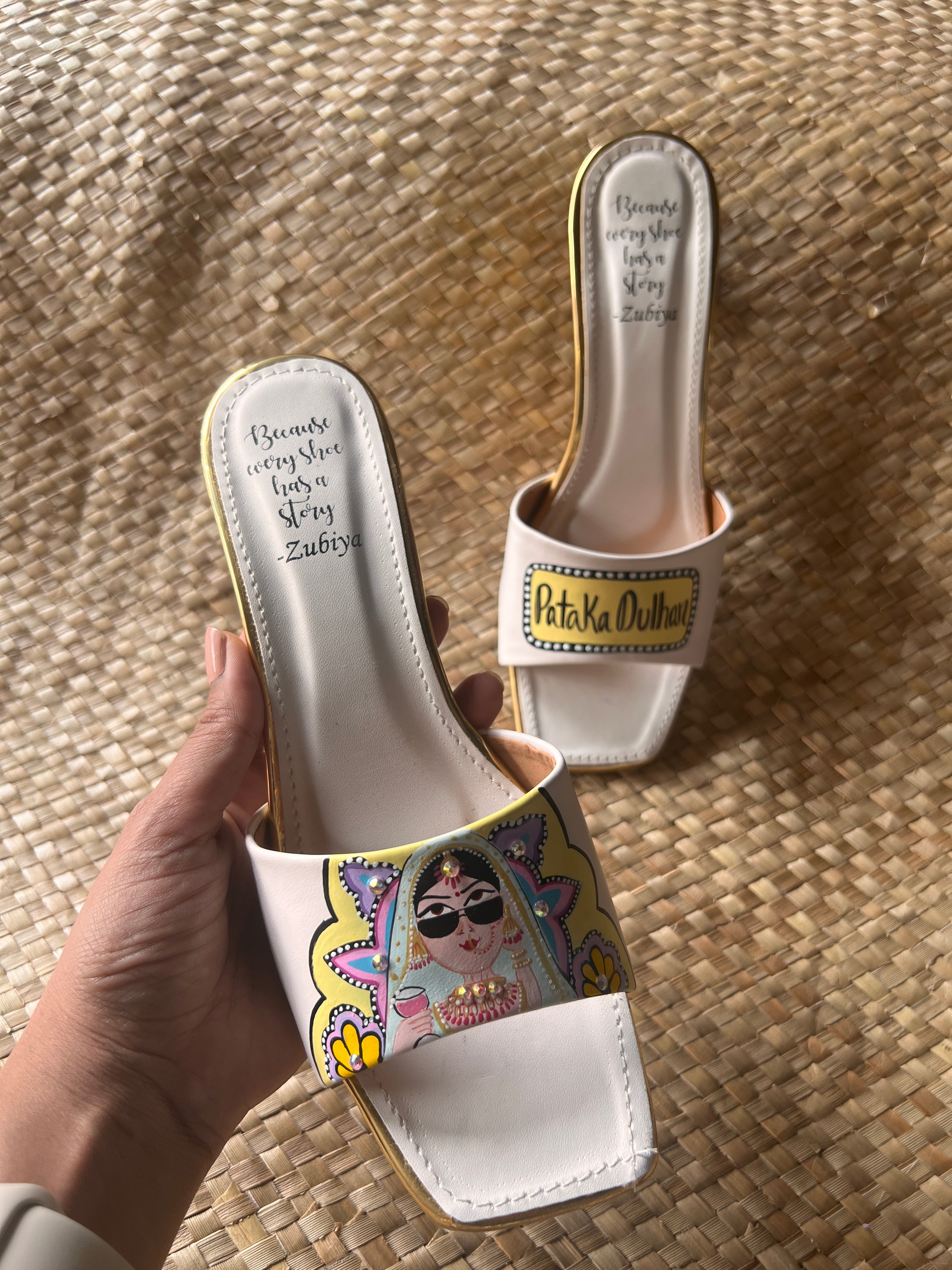 White - lime swag dulhan 2 inch heel