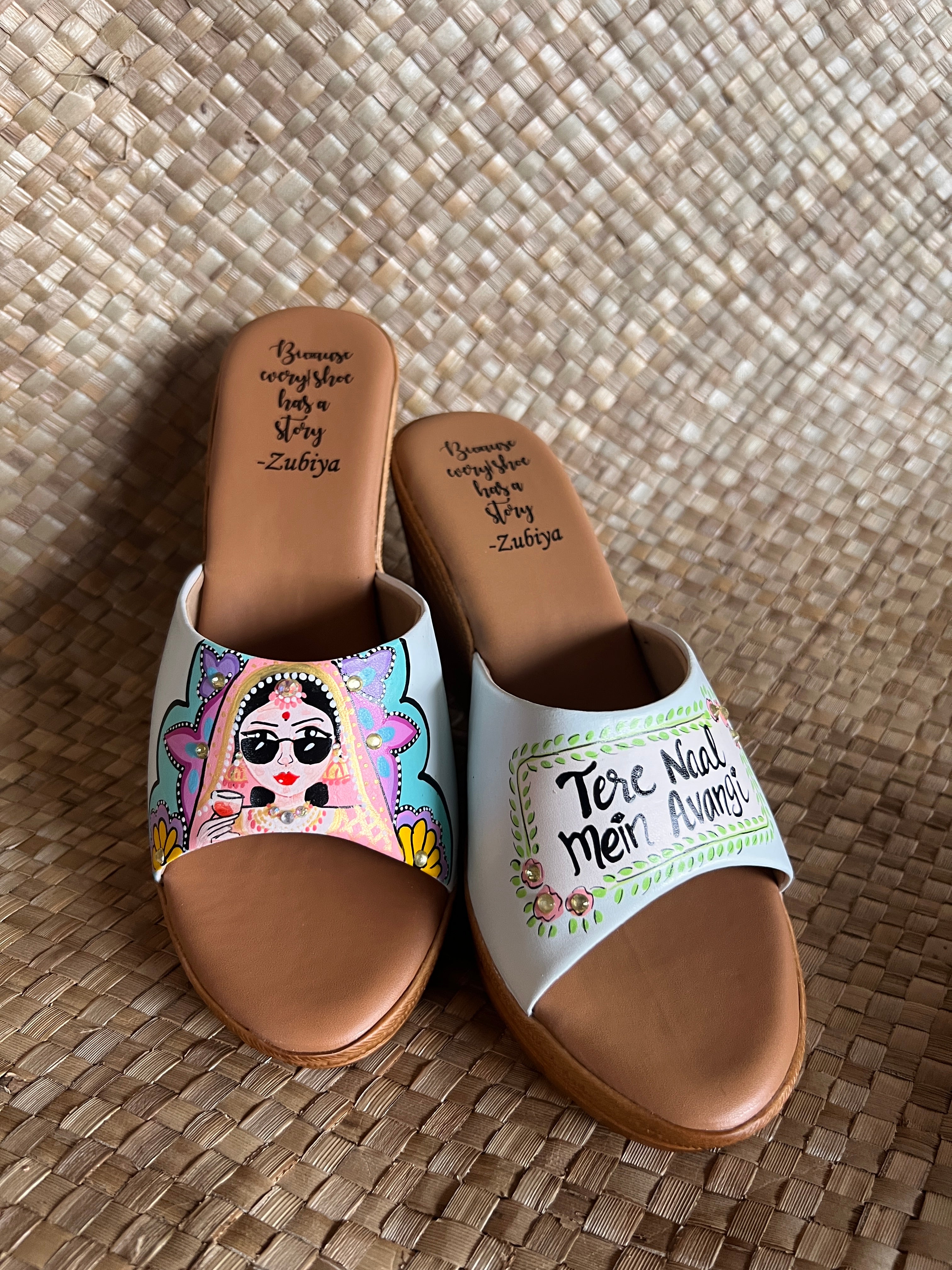 Powder blue Mojris and 3.5inch wedges heel couple Combo