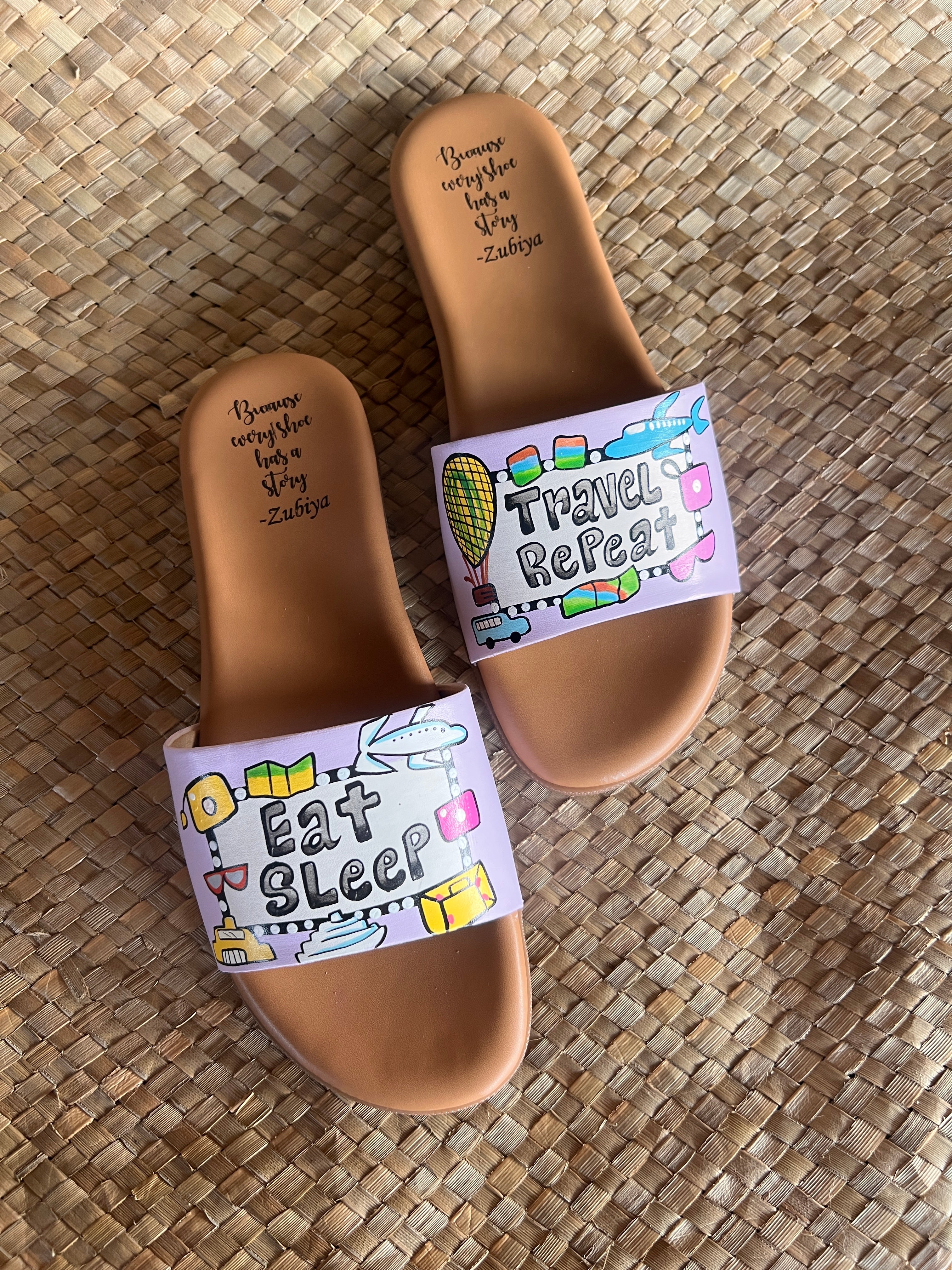 Eat sleep travel repeat brown slider