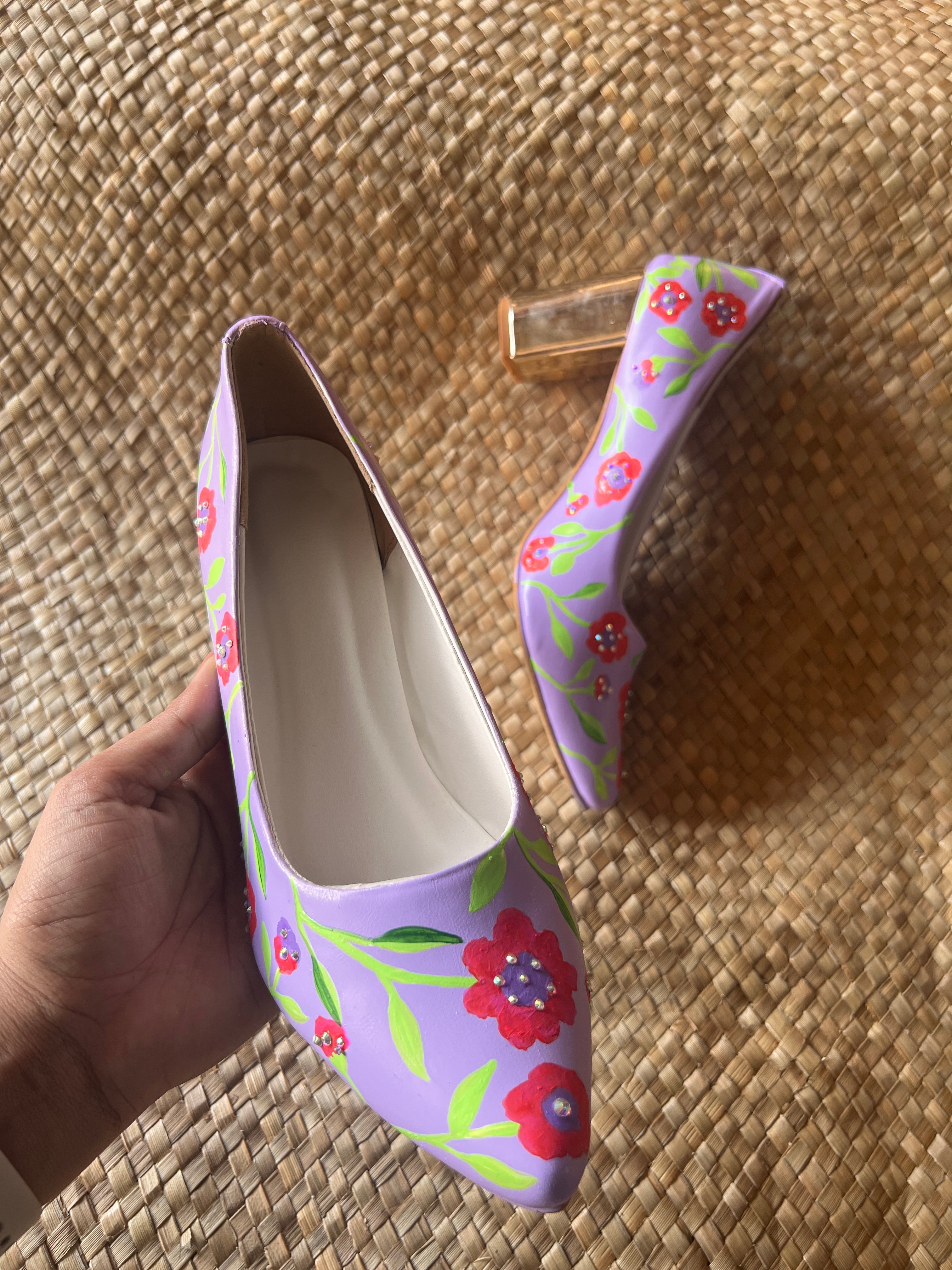 Lavender floral pumps 2.5 inch