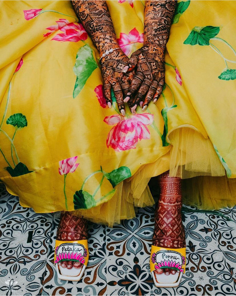 Pataka Dulhan Yellow Lotus- 2 Inch Heel