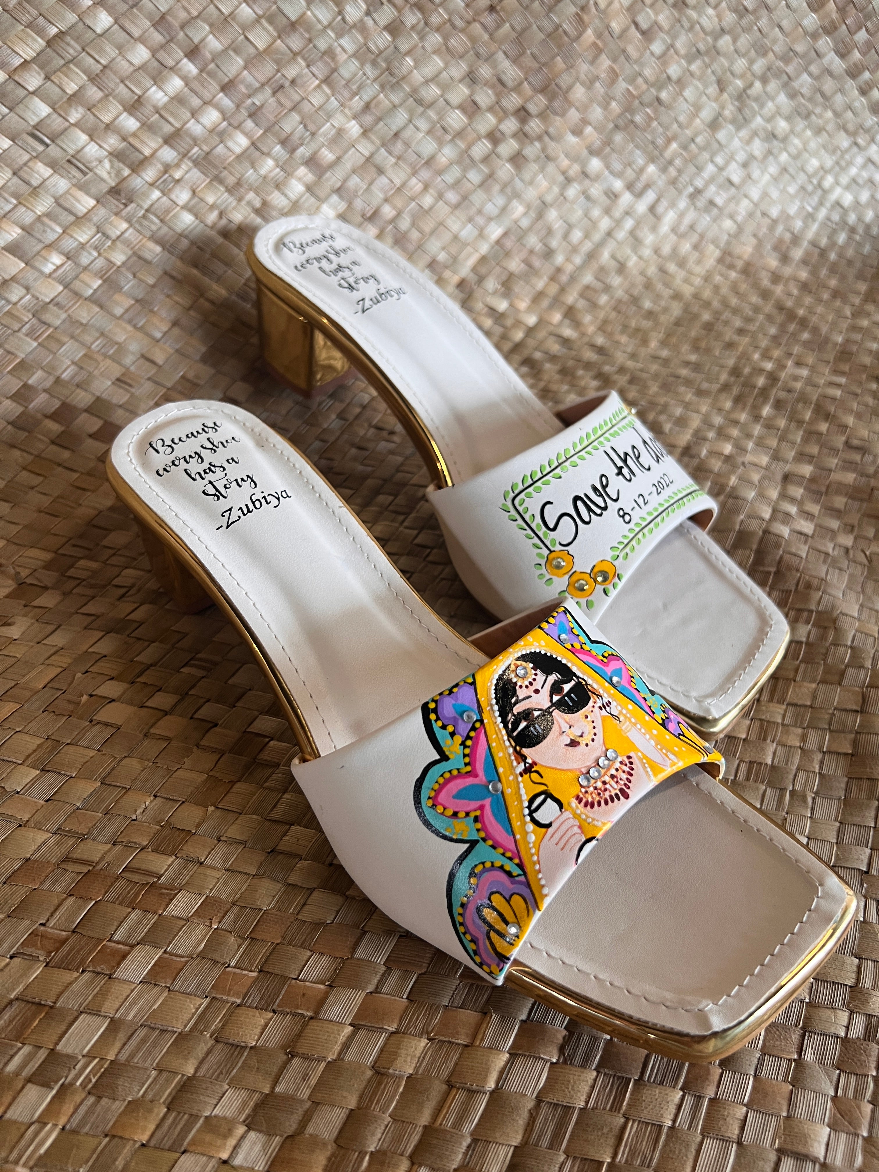 White Swag Dulhan Artwork Heels