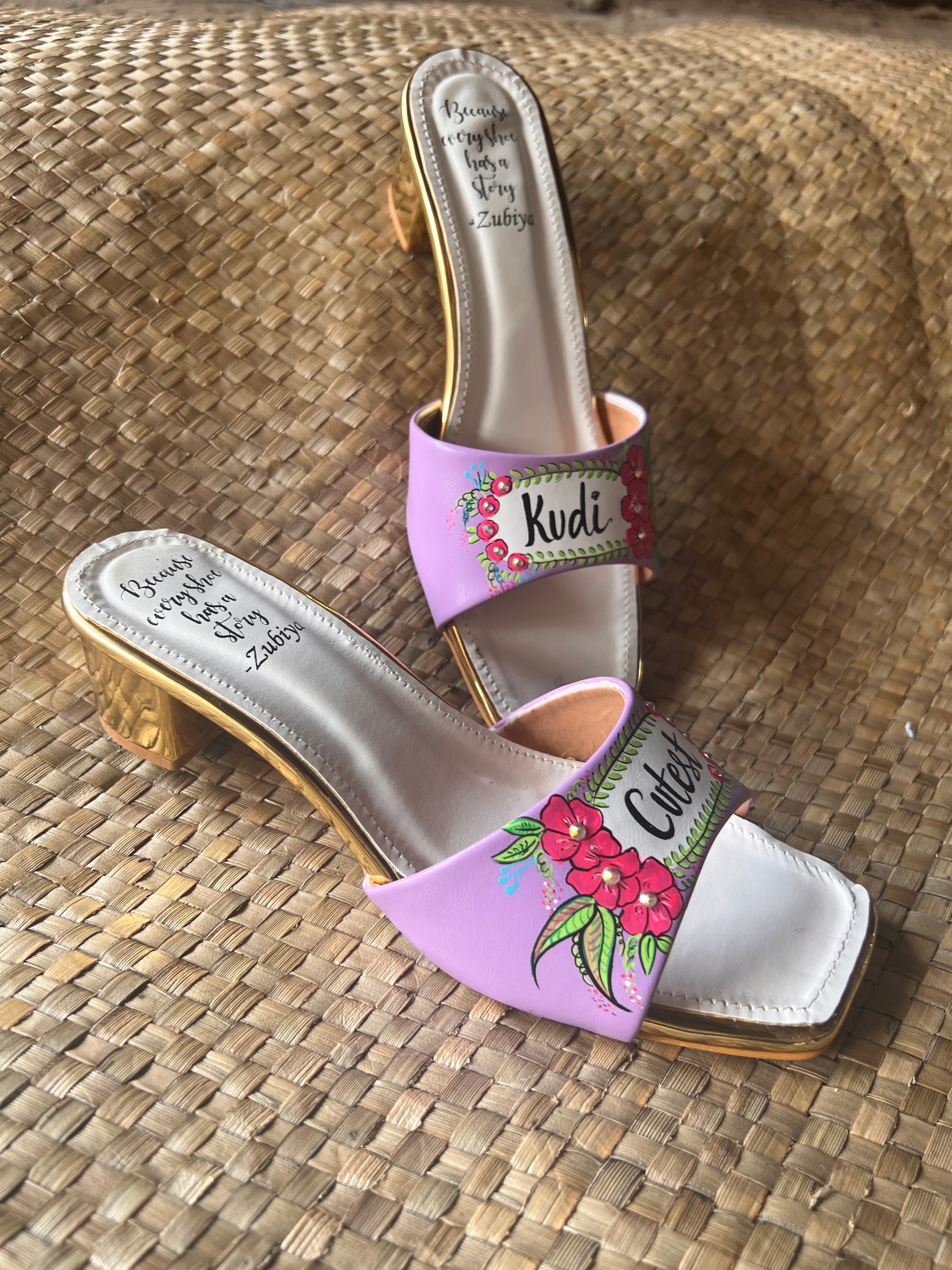 Lavender floral cutest kudi 2 inch Heels