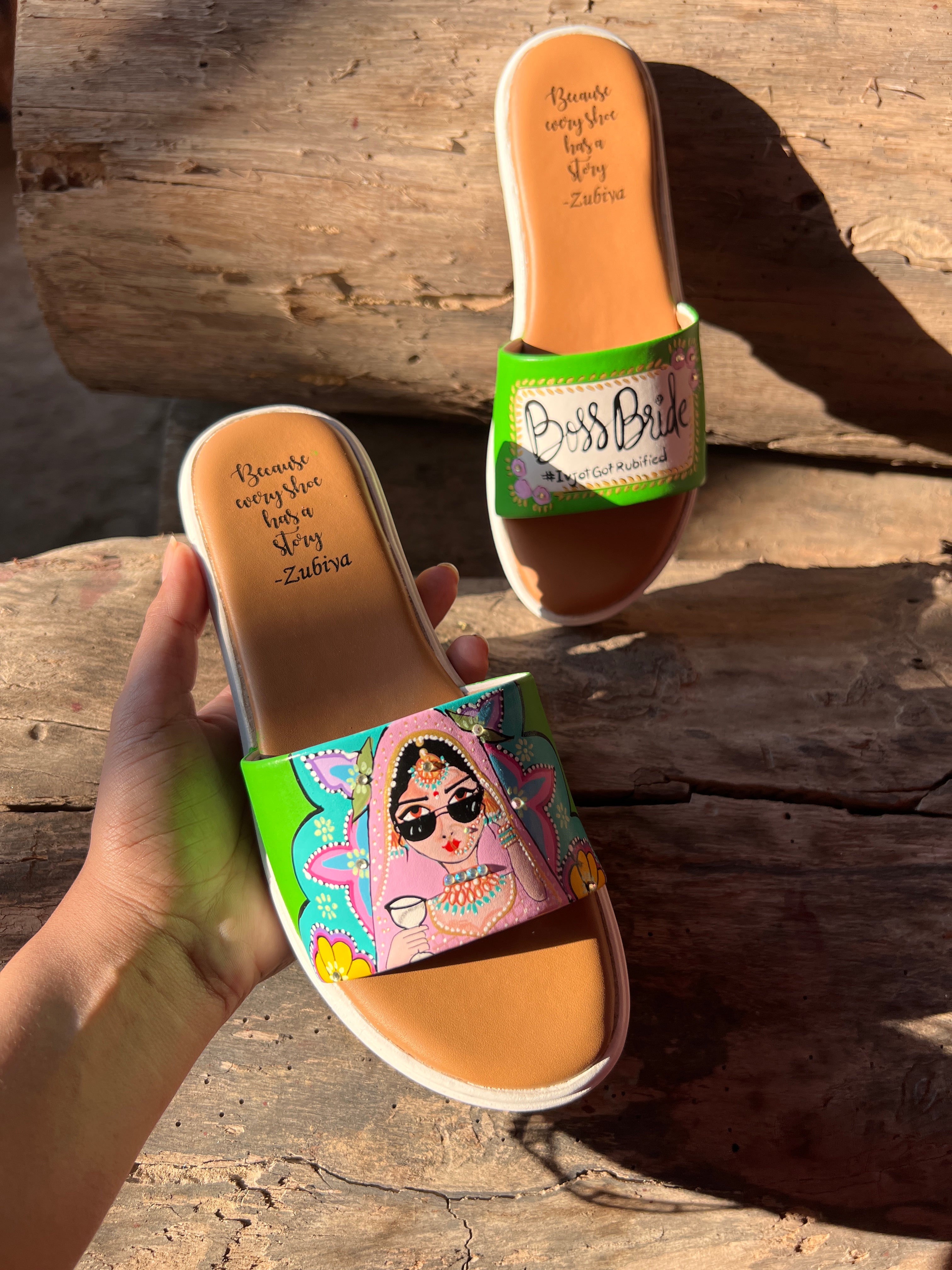 Parrot green Swag Dulhan Artwork Flats