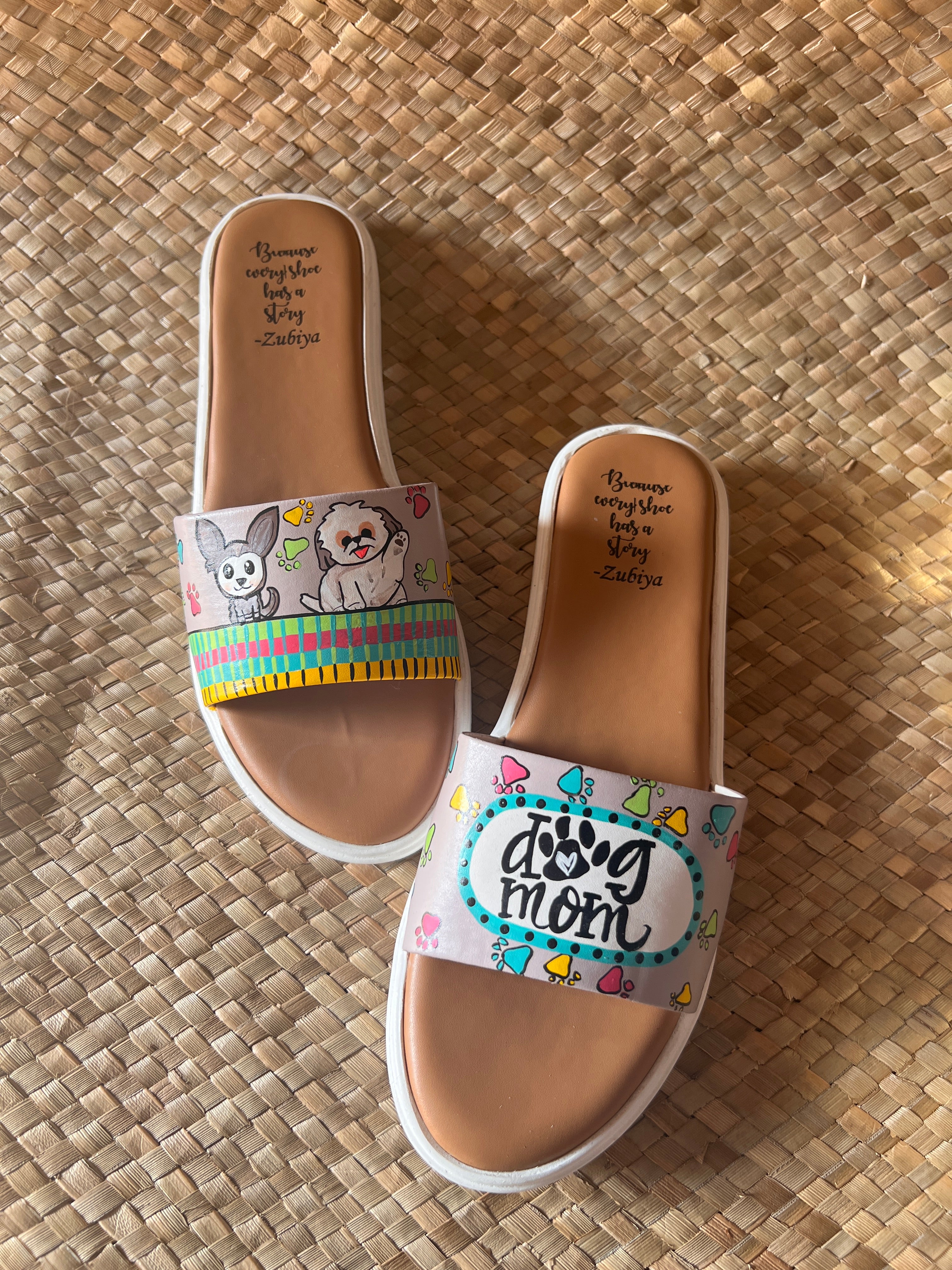 Dog mom white sole slider