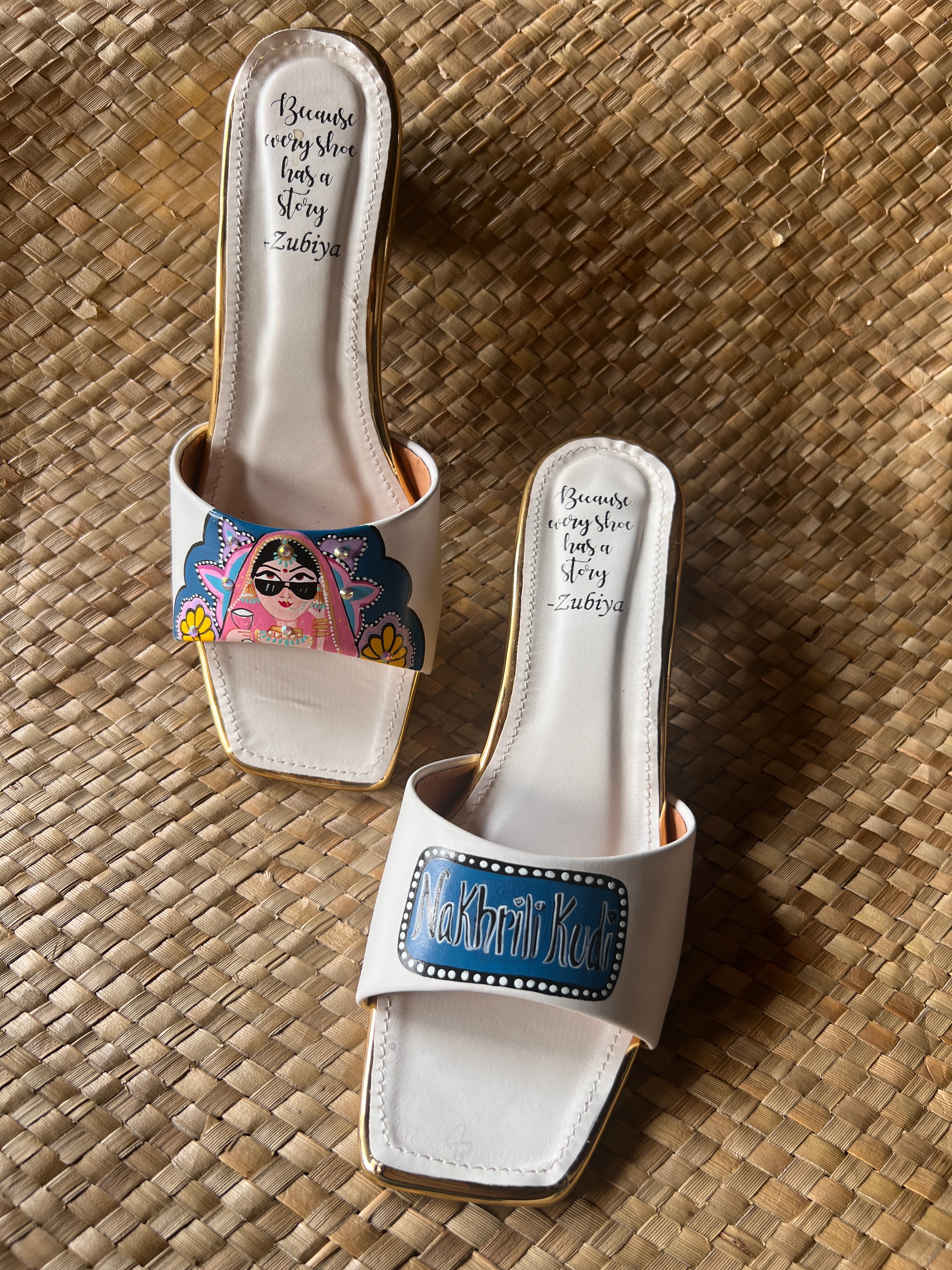 White -teal blue swag dulhan 2 inch heel