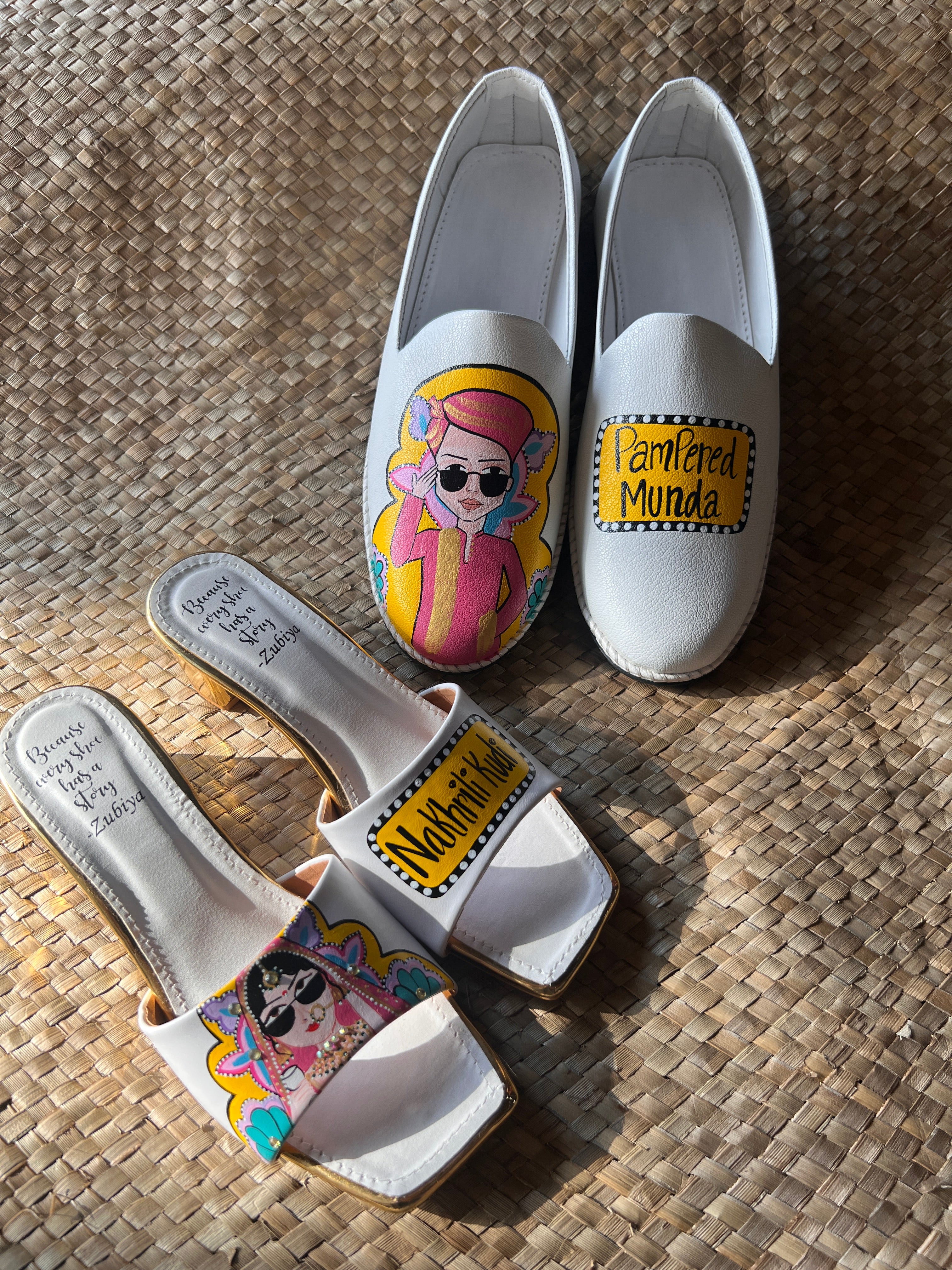 Nakhrili kudi -pampered munda yellow juttis couple combo