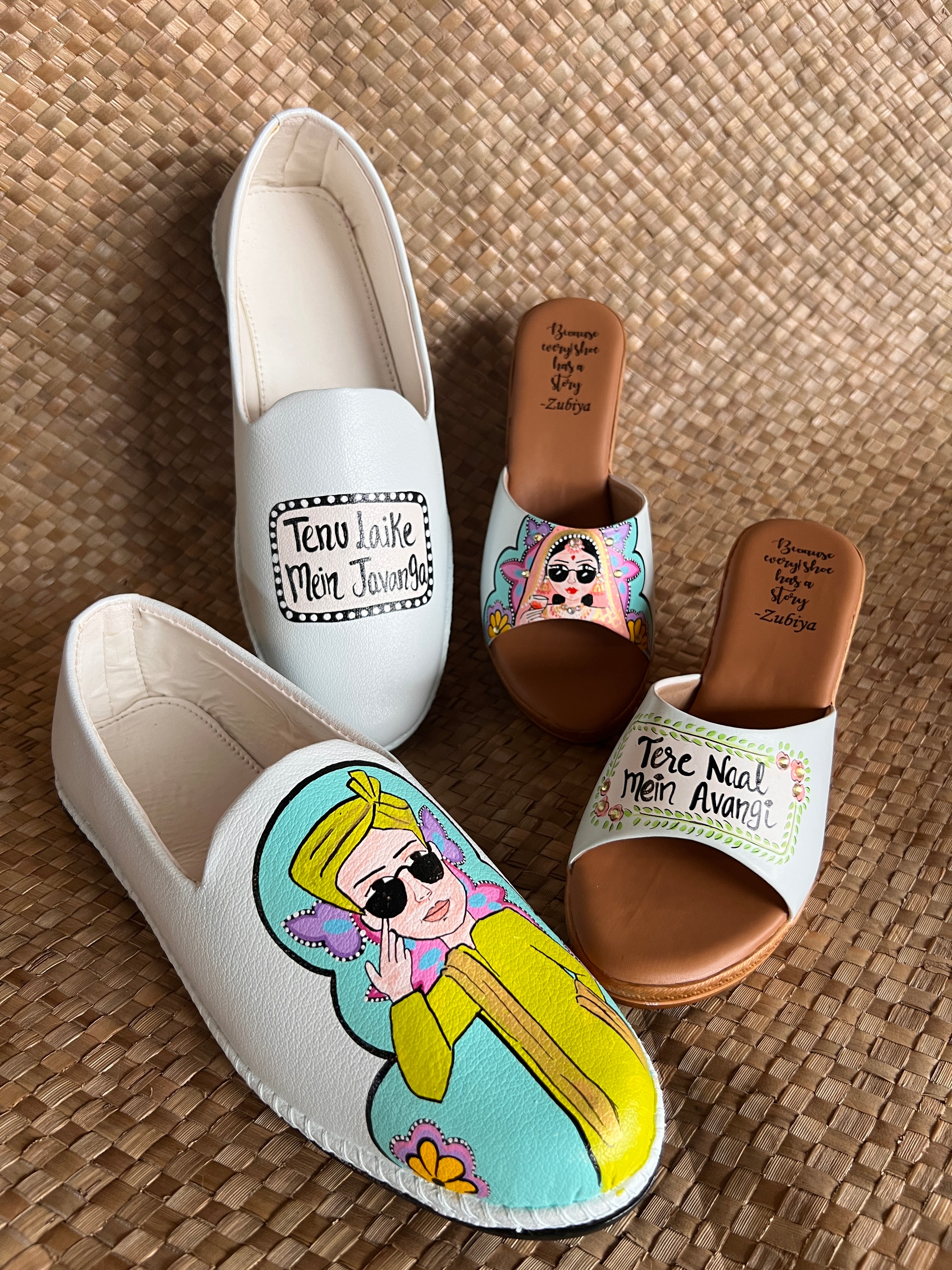 Powder blue Mojris and 3.5inch wedges heel couple Combo