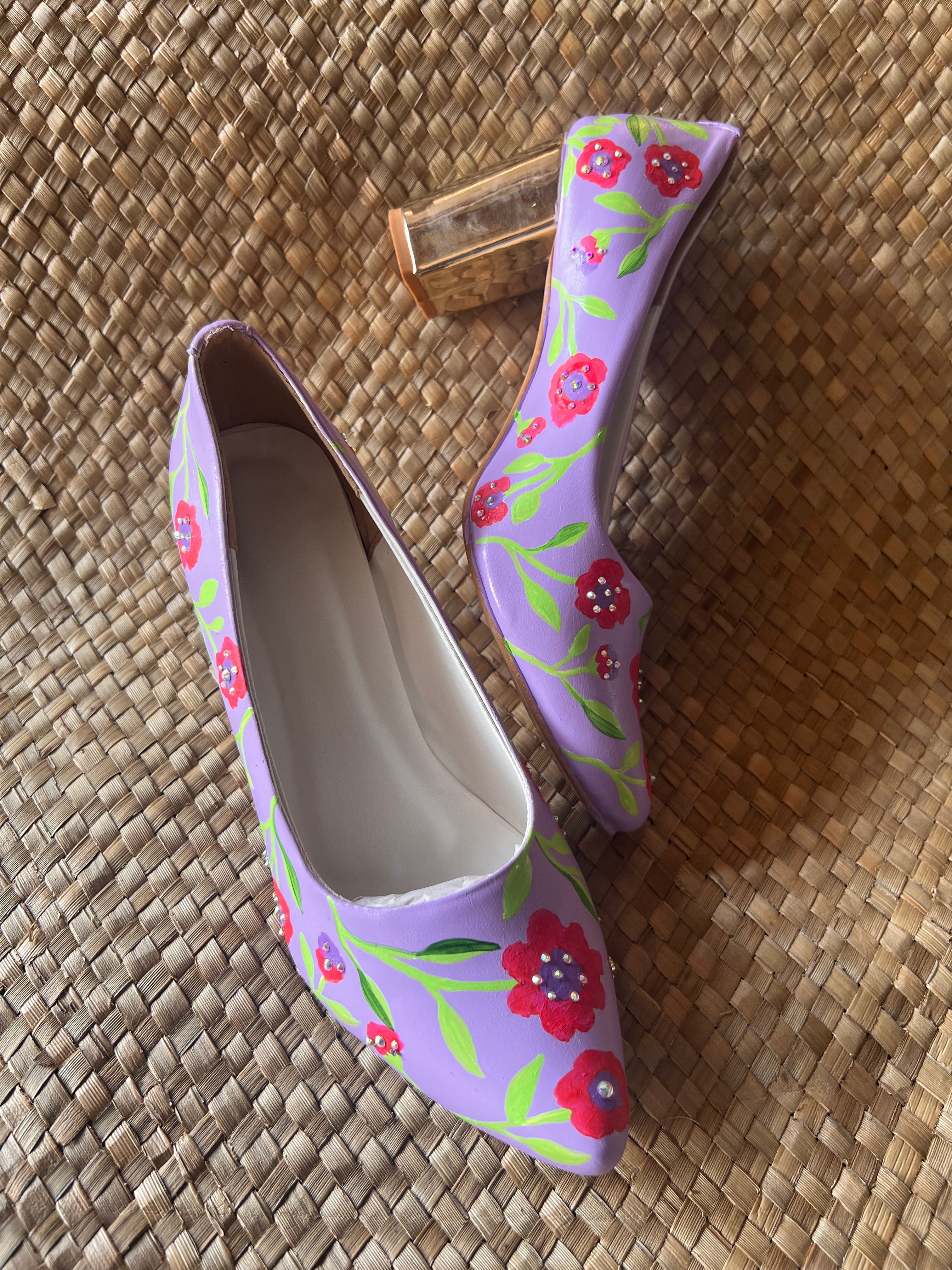 Lavender floral pumps 2.5 inch