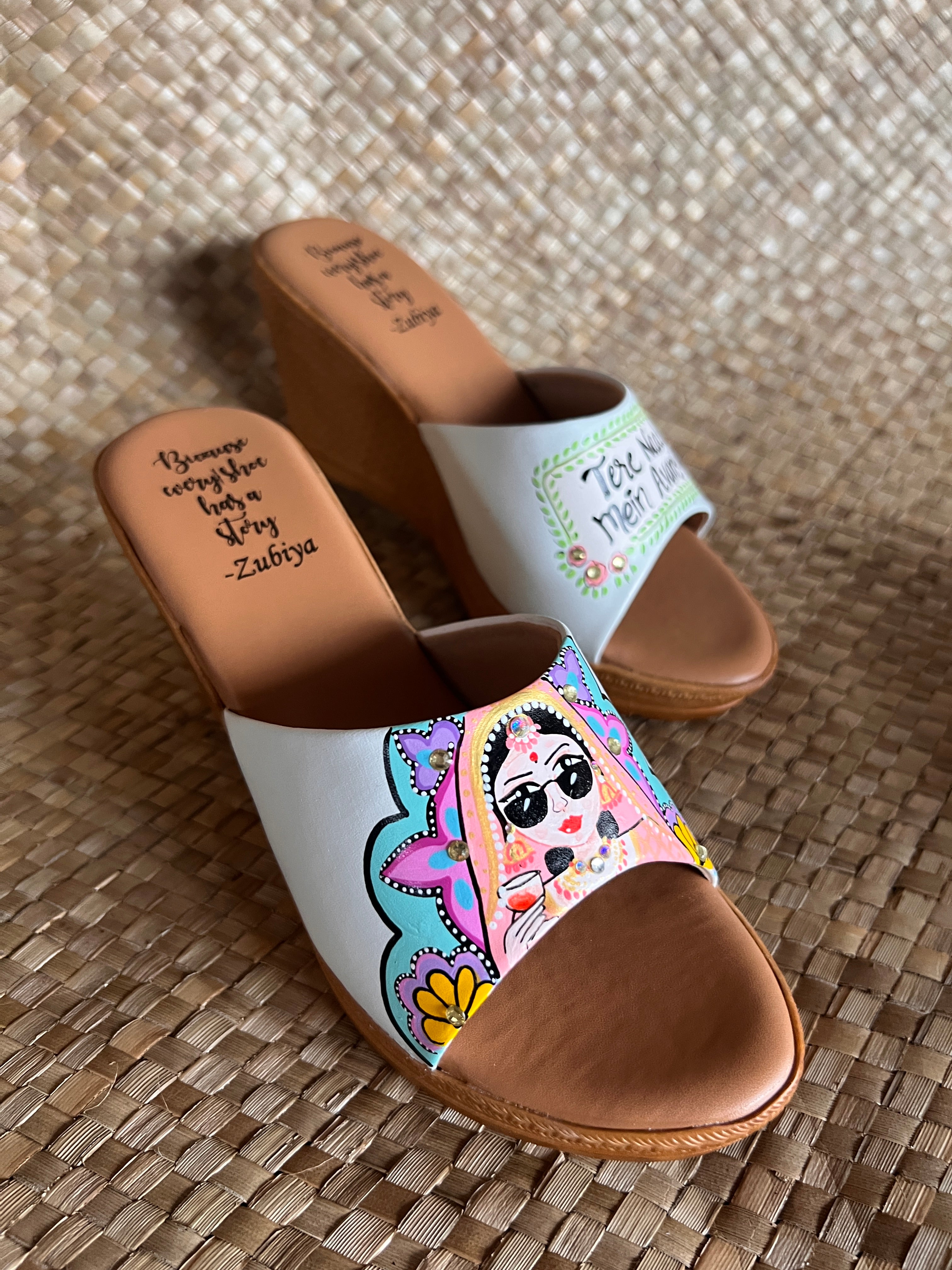 Powder blue Mojris and 3.5inch wedges heel couple Combo