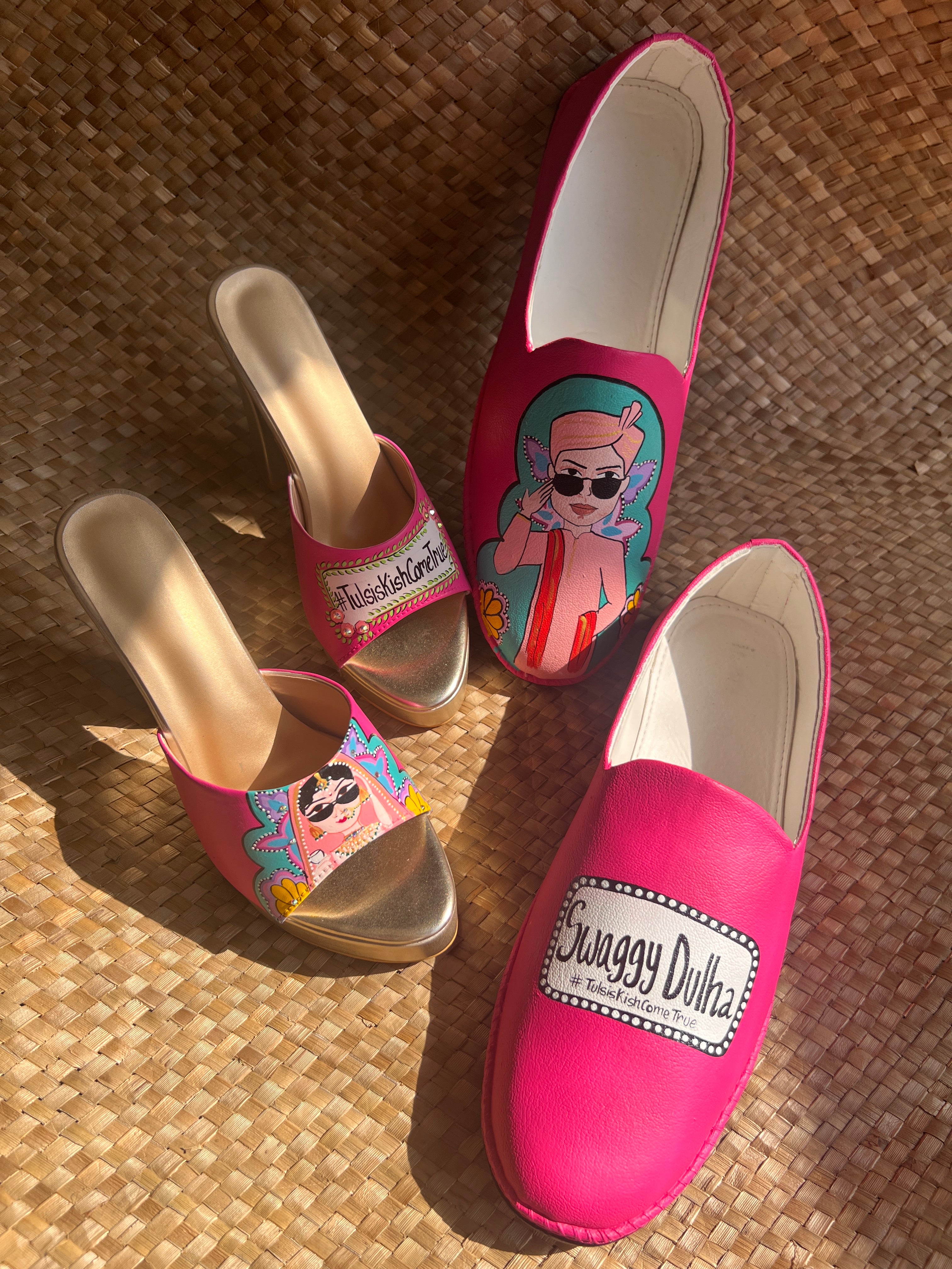 Hot pink Mojris and 5”inch heel couple Combo