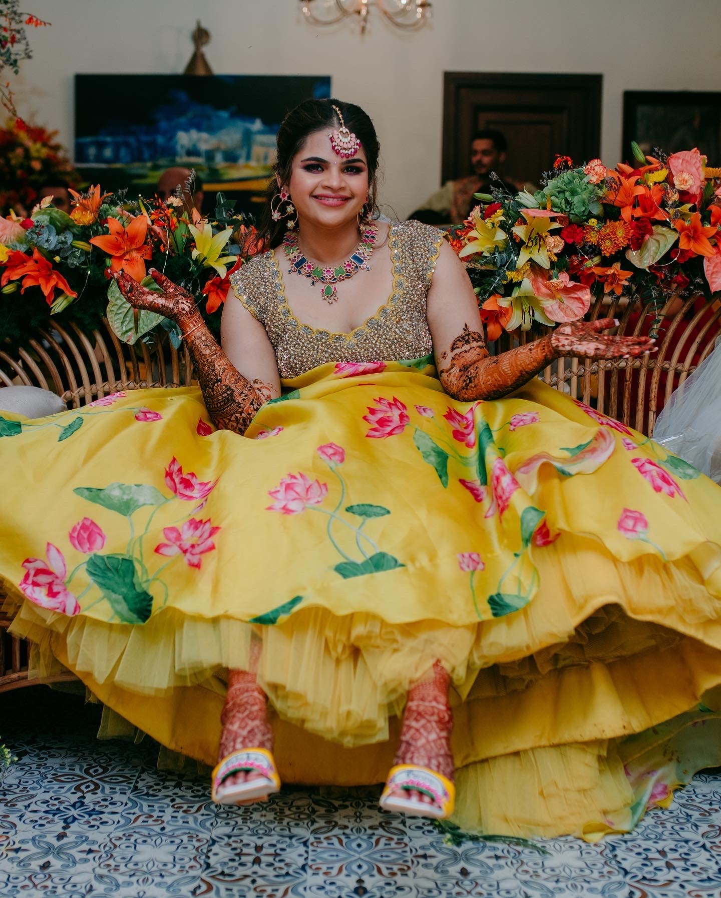 Pataka Dulhan Yellow Lotus- 2 Inch Heel