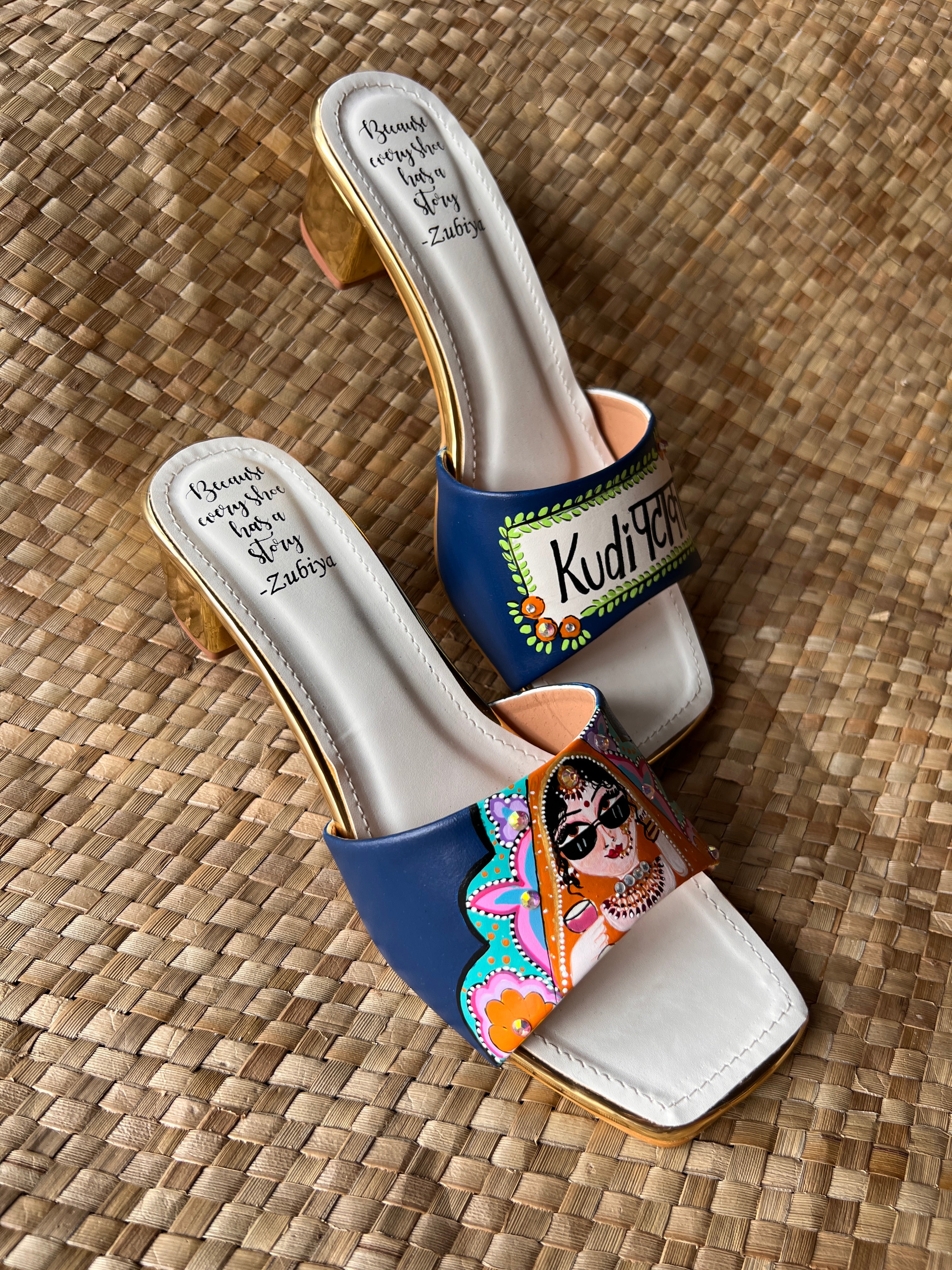 Teal blue-Swag Dulhan Artwork Heels