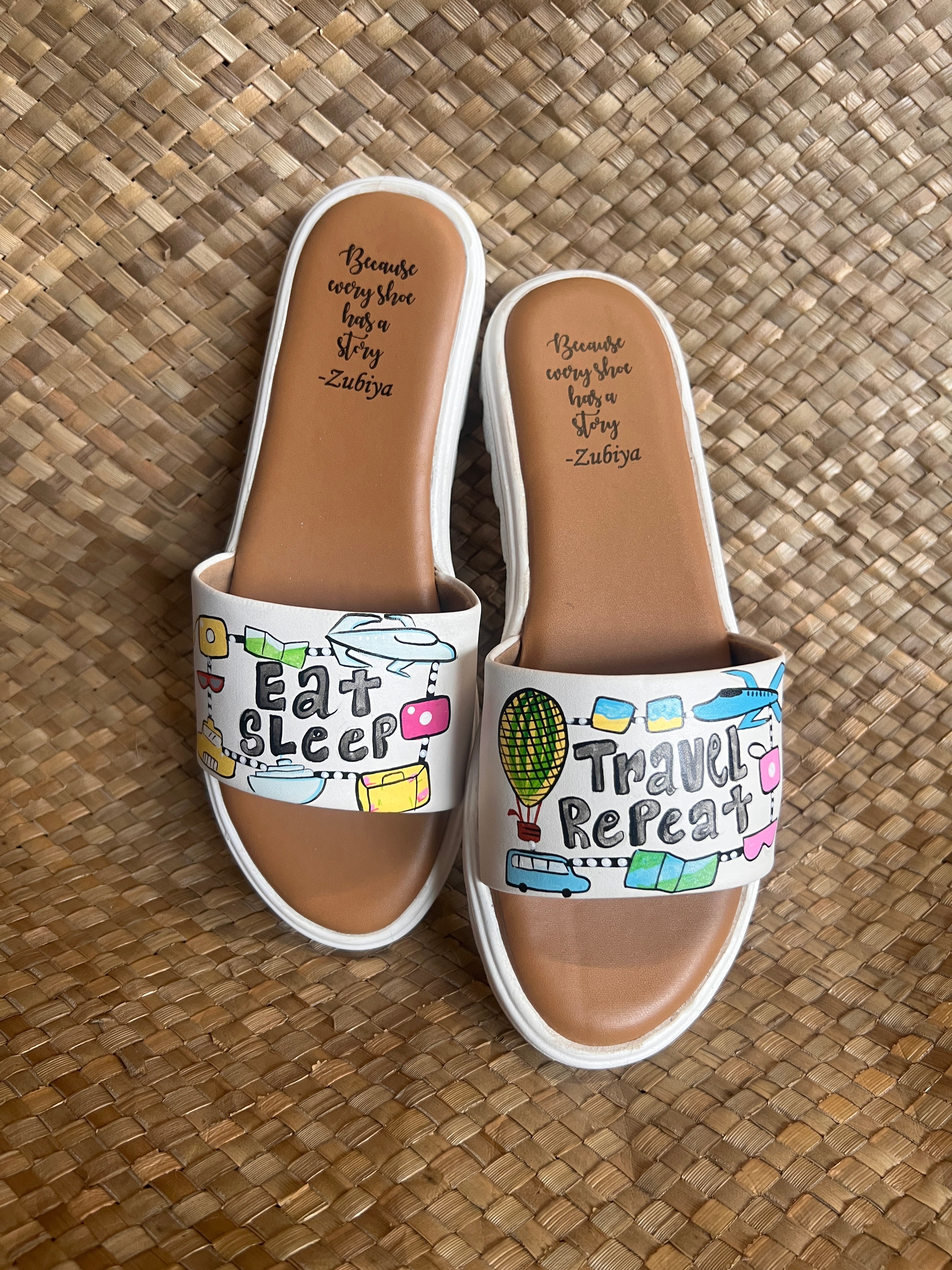 Eat sleep travel repeat white slider