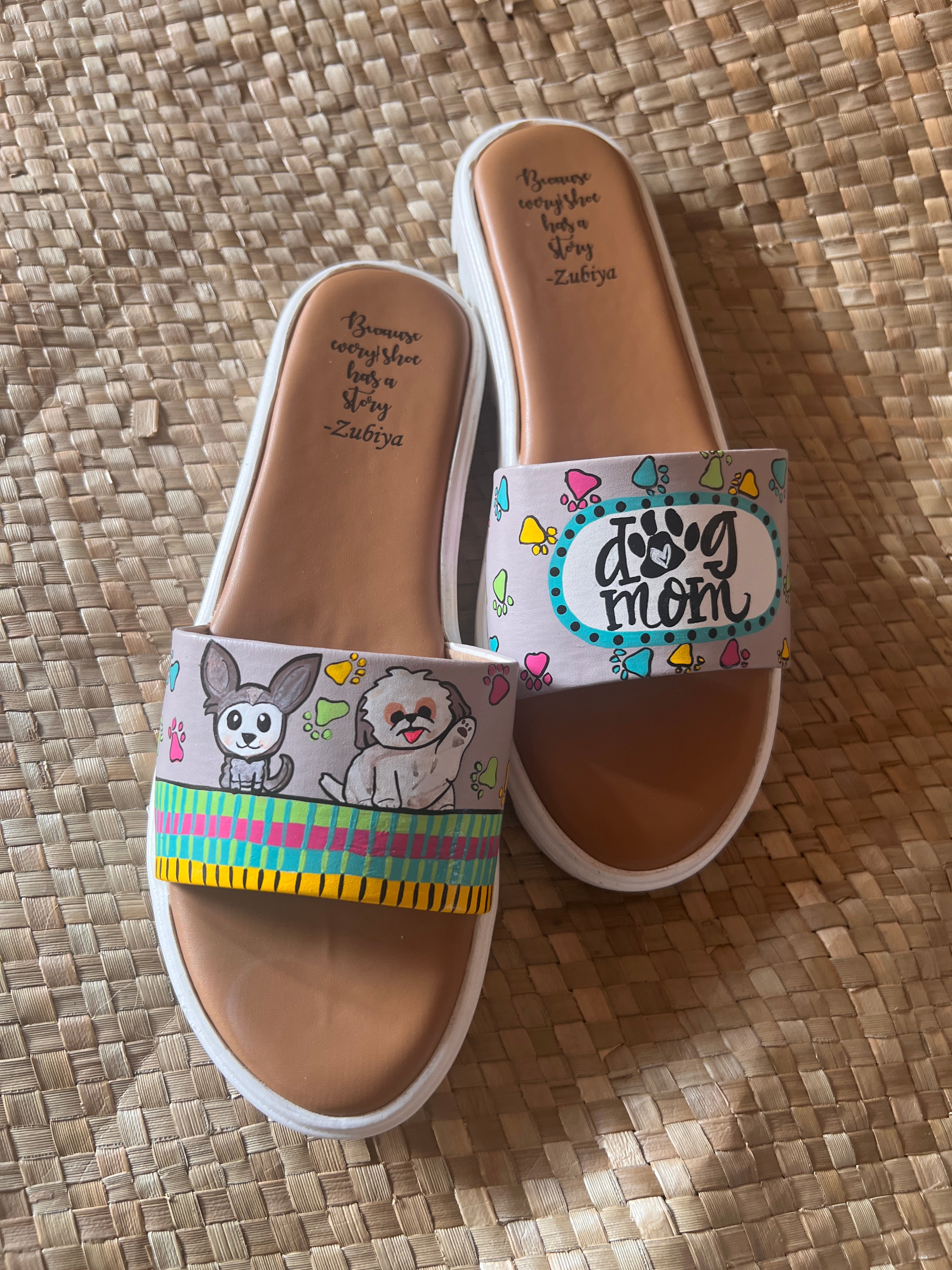 Dog mom white sole slider