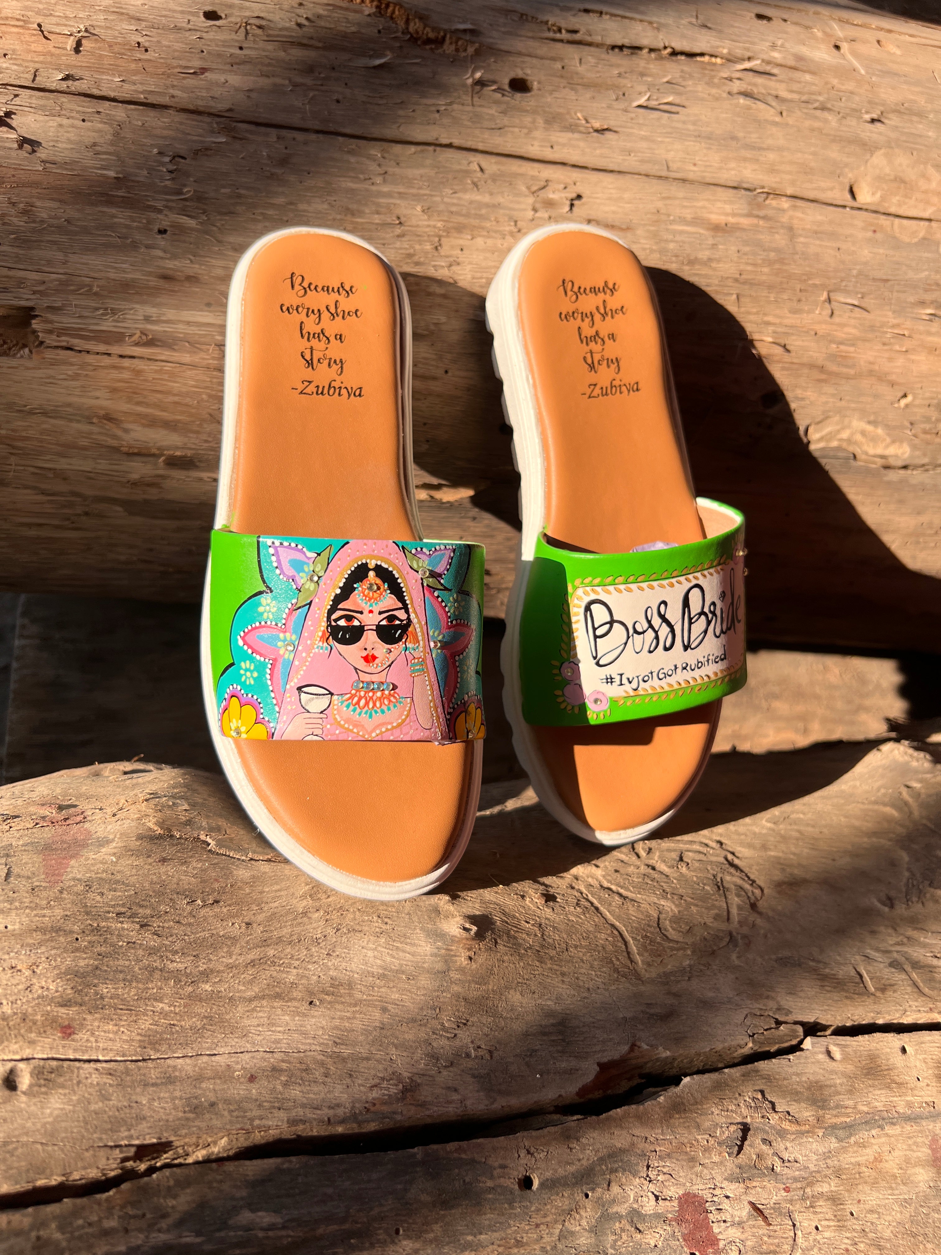 Parrot green Swag Dulhan Artwork Flats