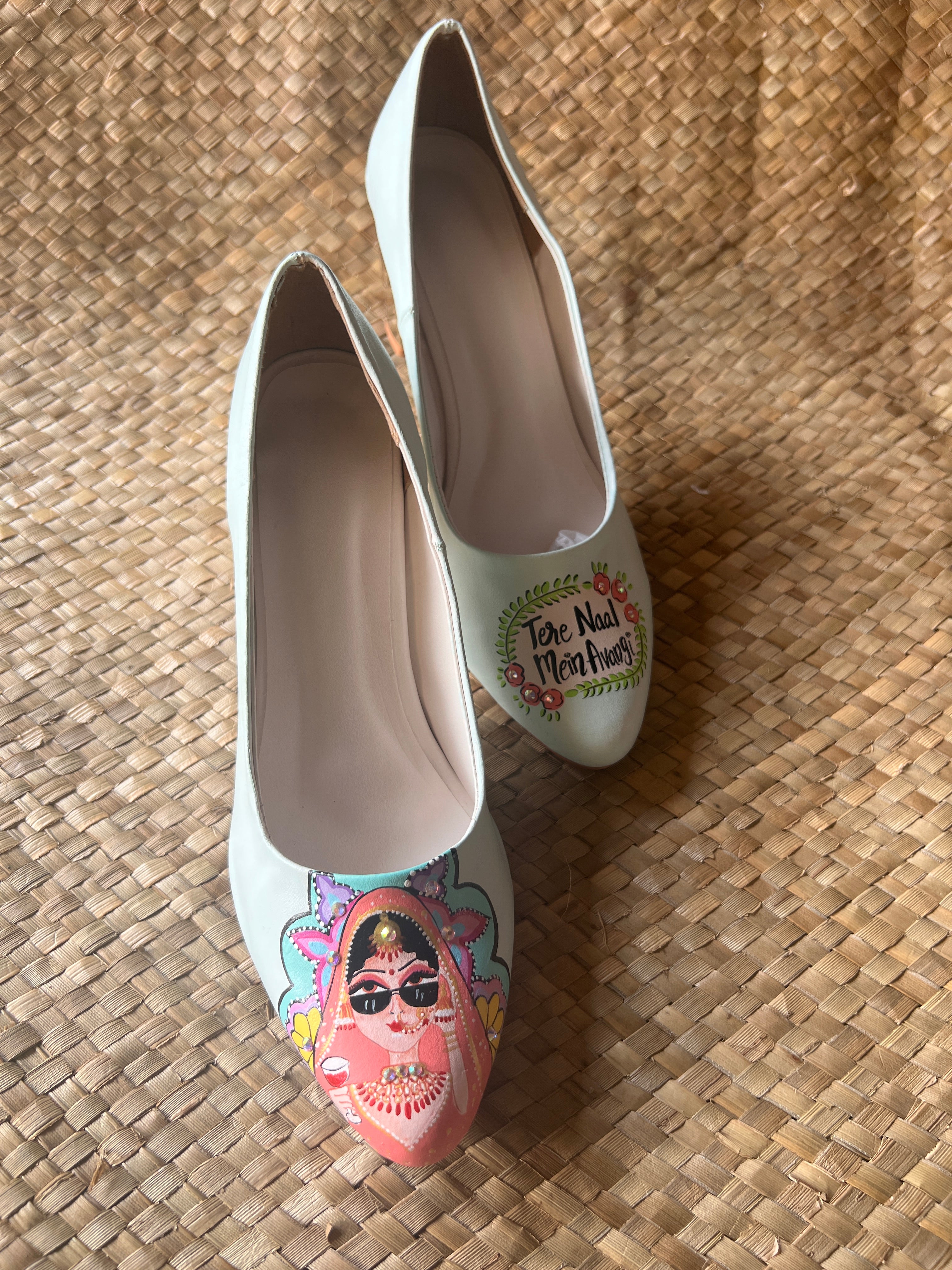 Powder blue Swag dulhan 3.5 inch block pumps