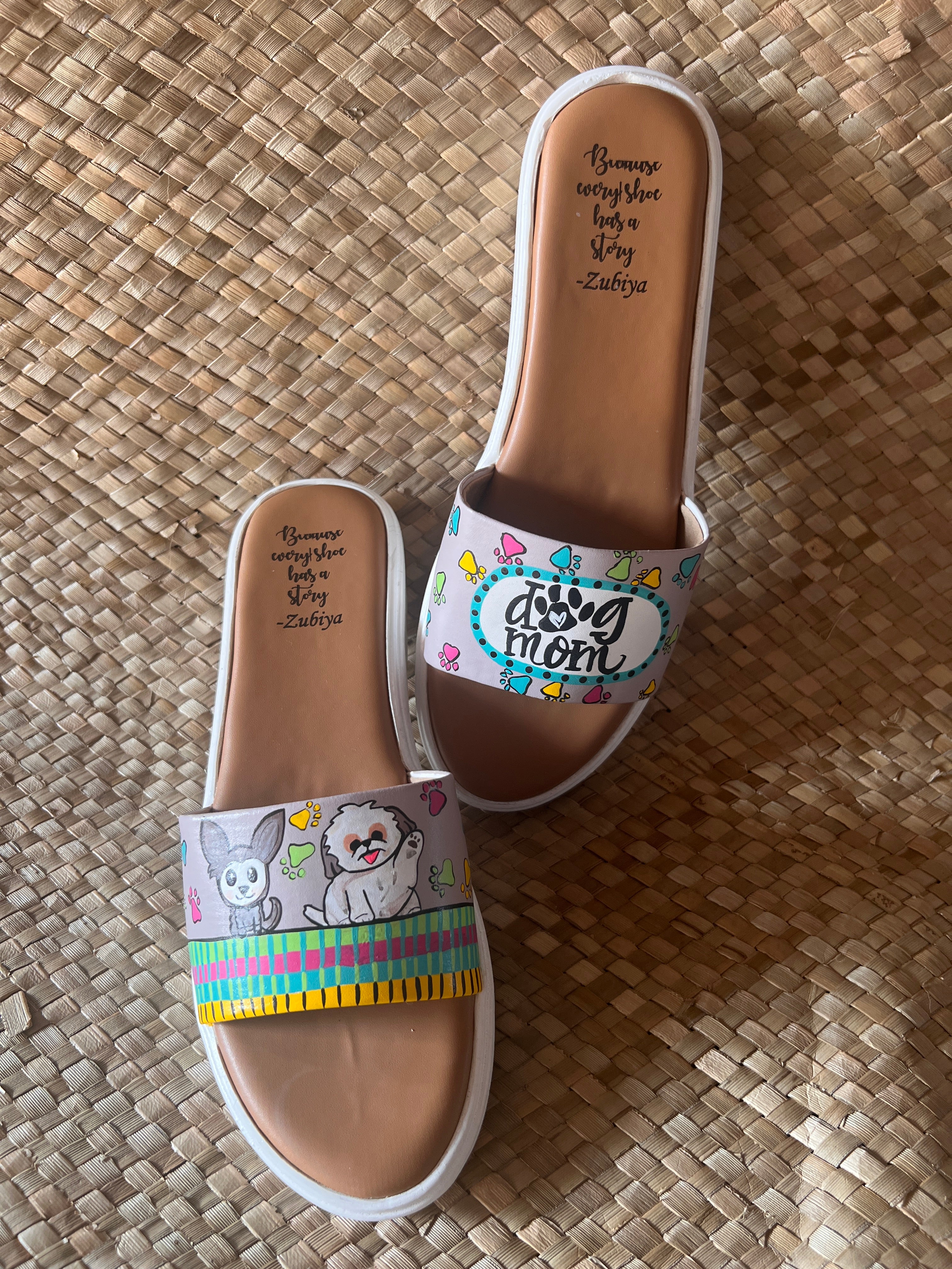 Dog mom white sole slider