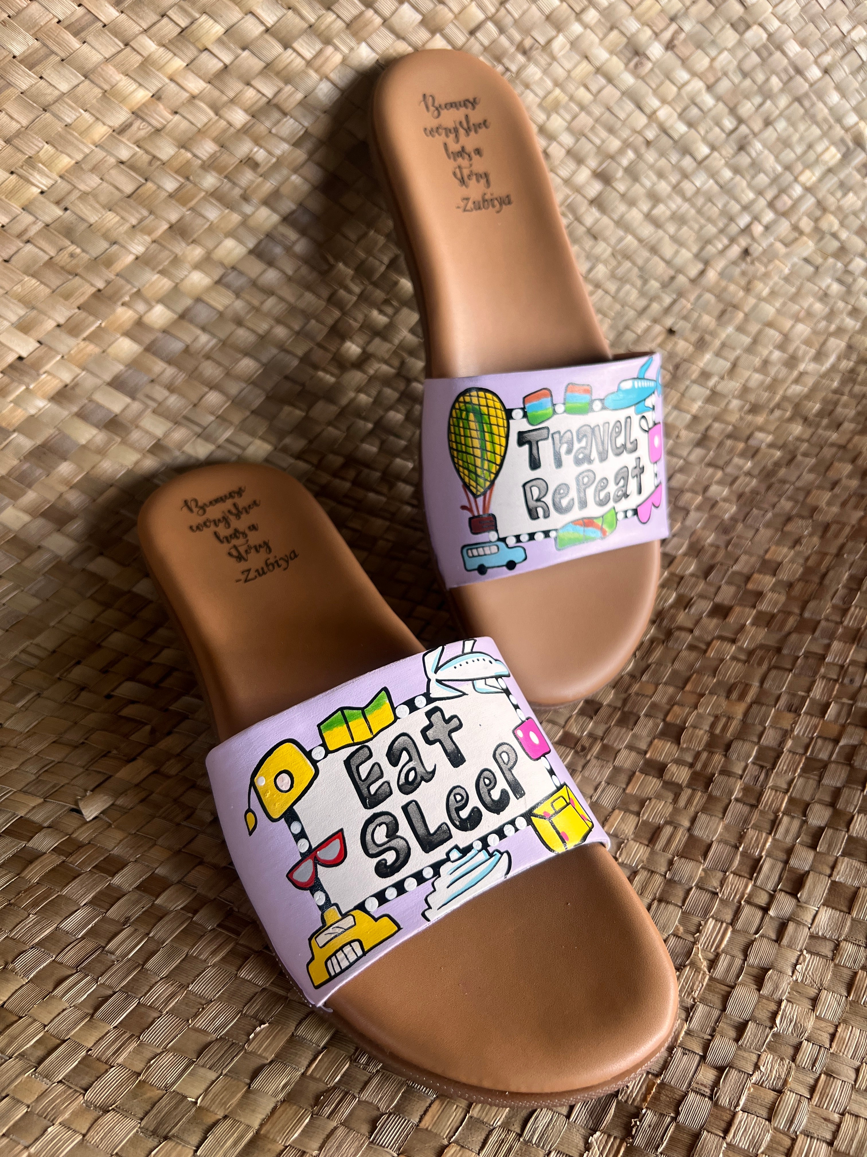 Eat sleep travel repeat brown slider