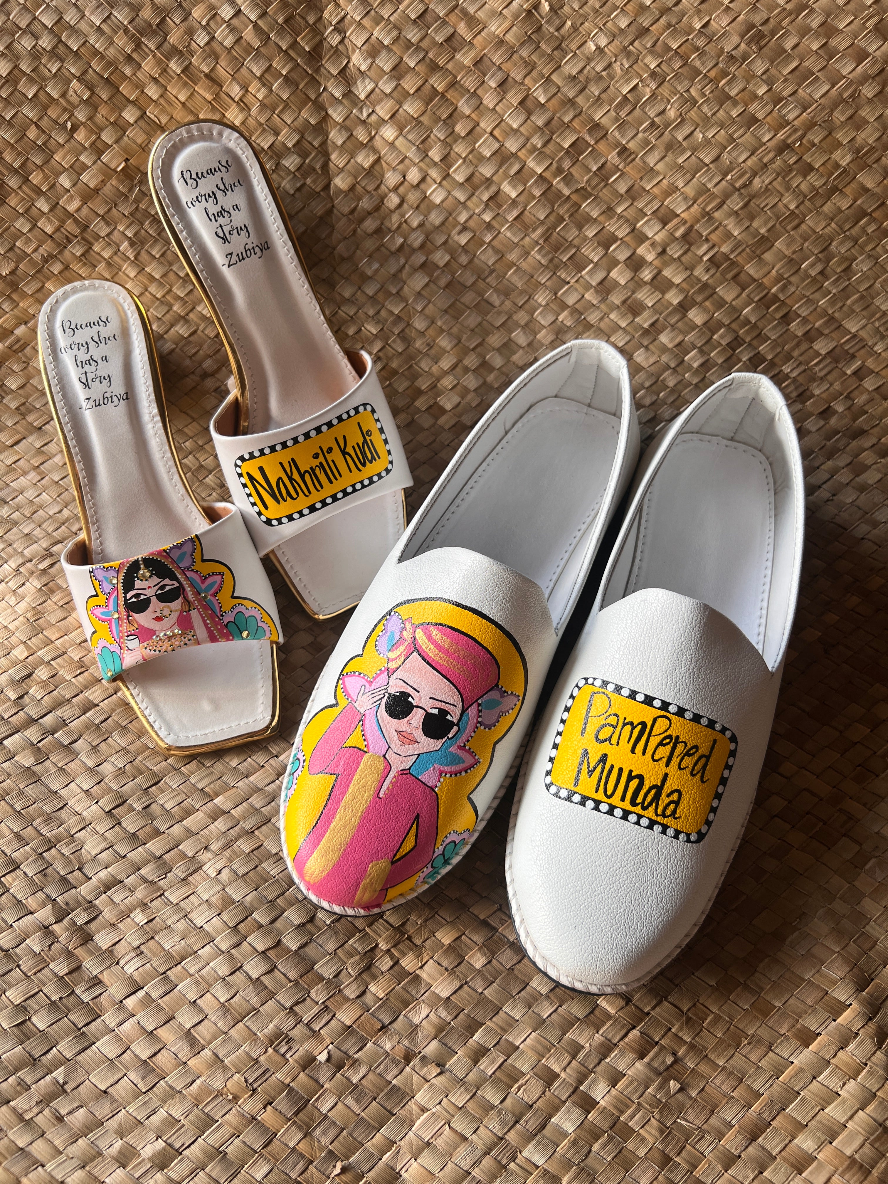 Nakhrili kudi -pampered munda yellow juttis couple combo