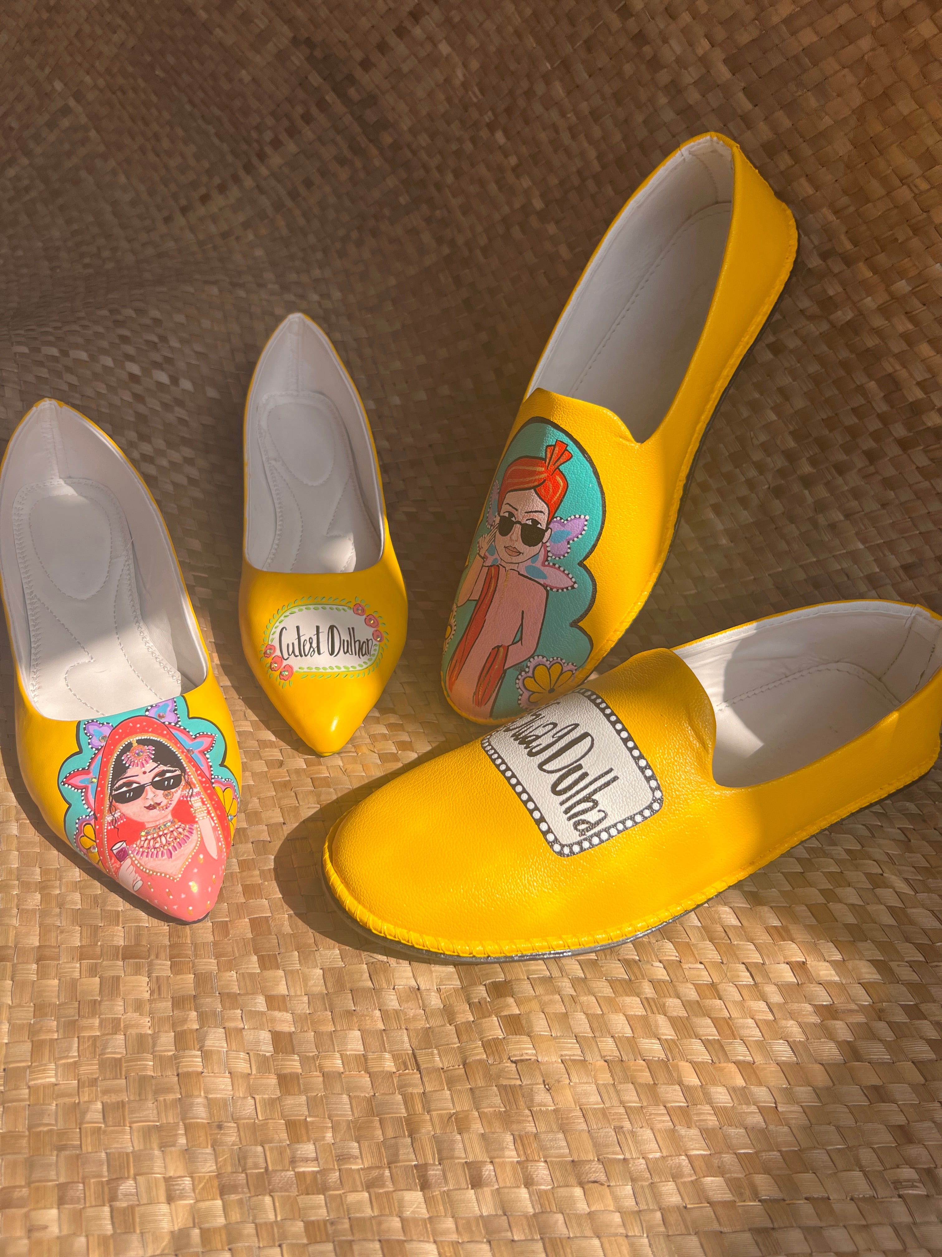 Cutest dulhan- swag dulha yellow juttis couple combo