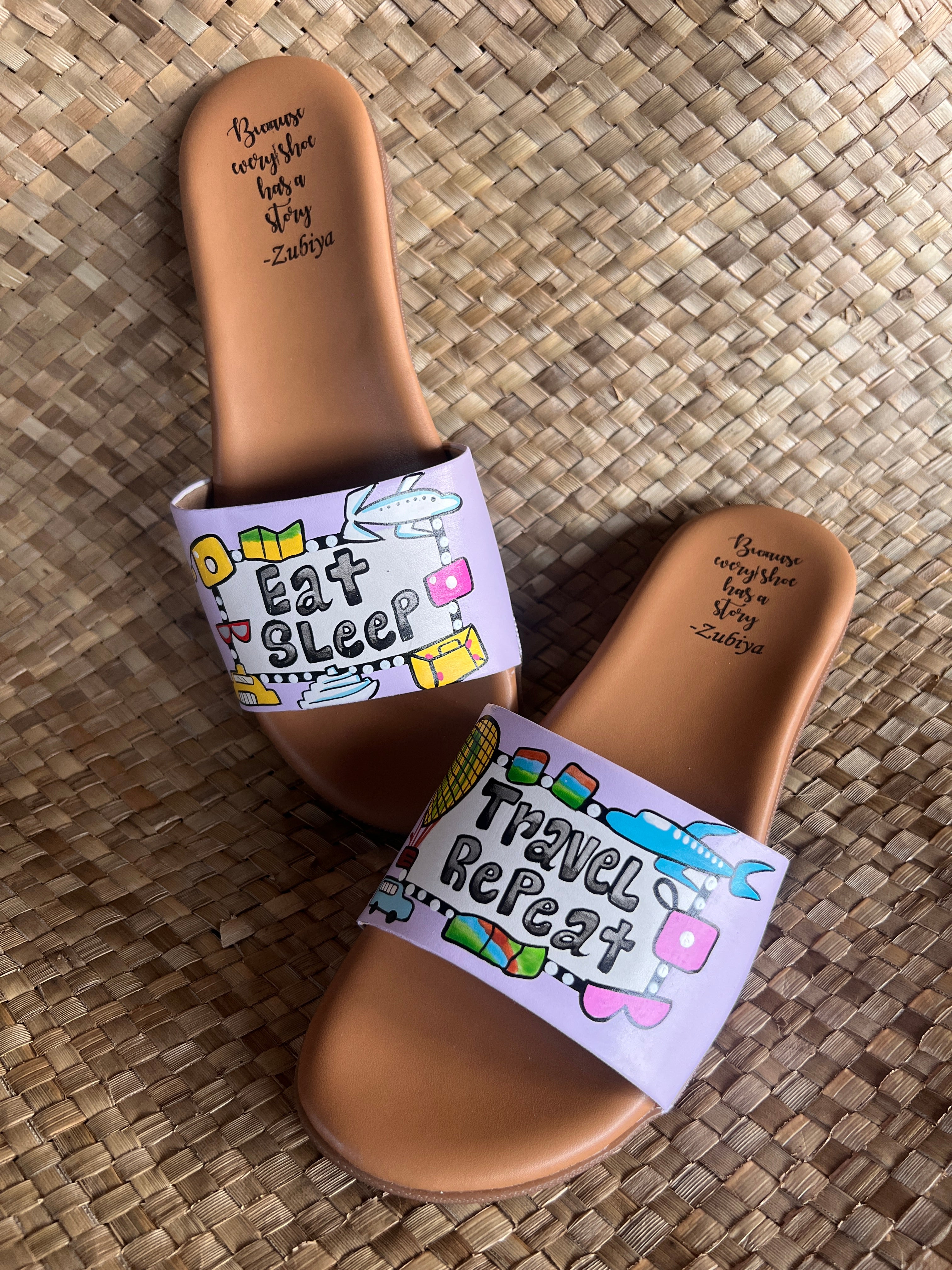 Eat sleep travel repeat brown slider