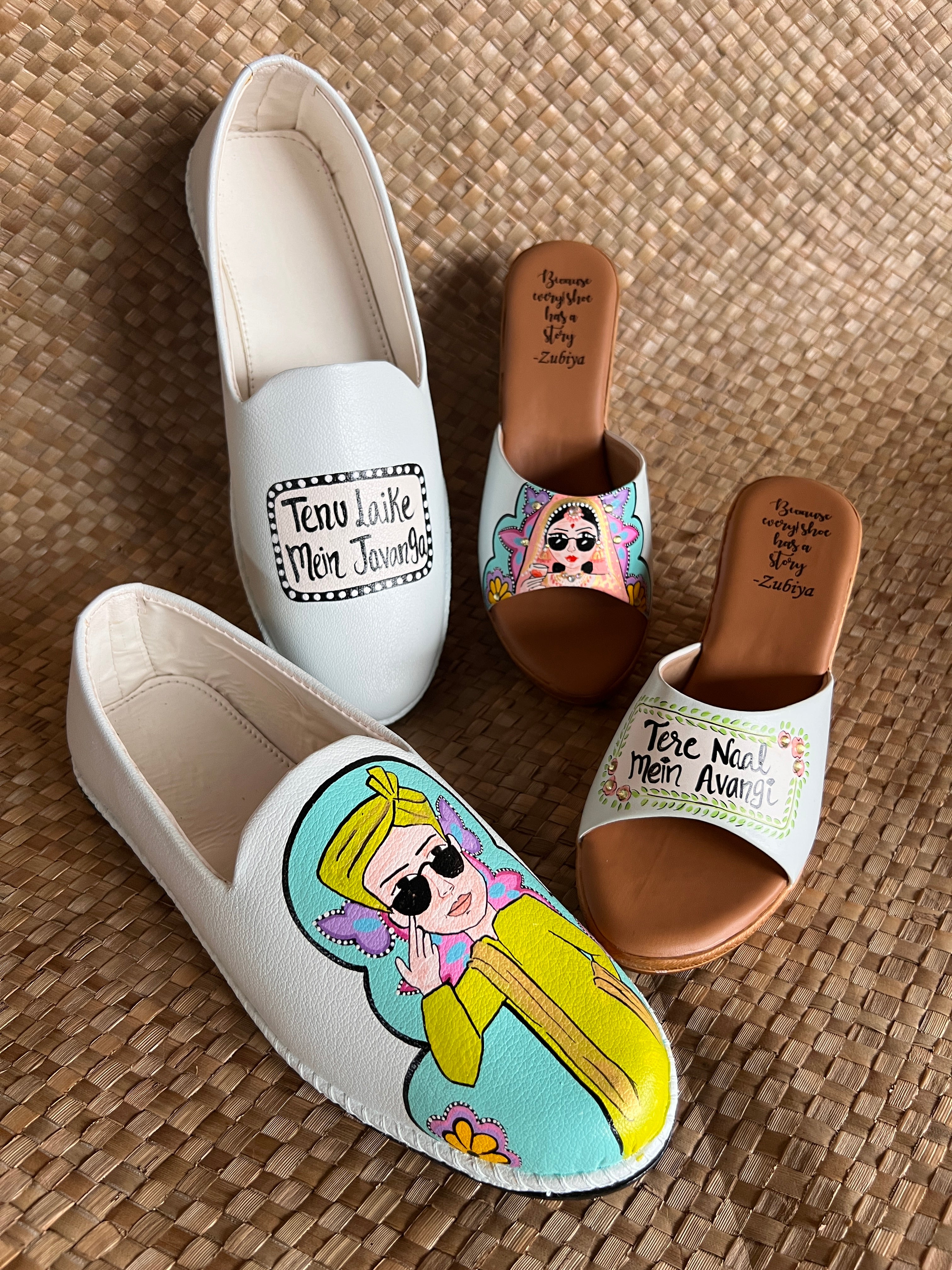 Powder blue Mojris and 3.5inch wedges heel couple Combo