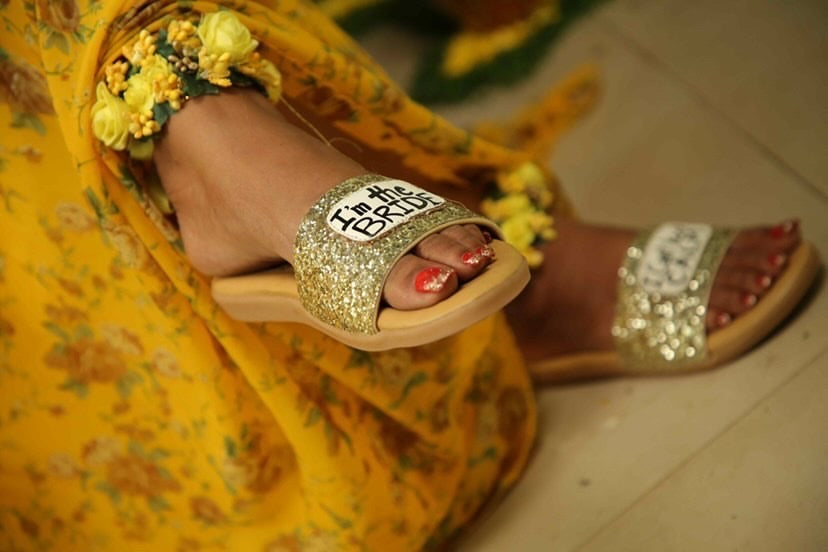 I Cant Keep Calm- Golden Glitter Slides