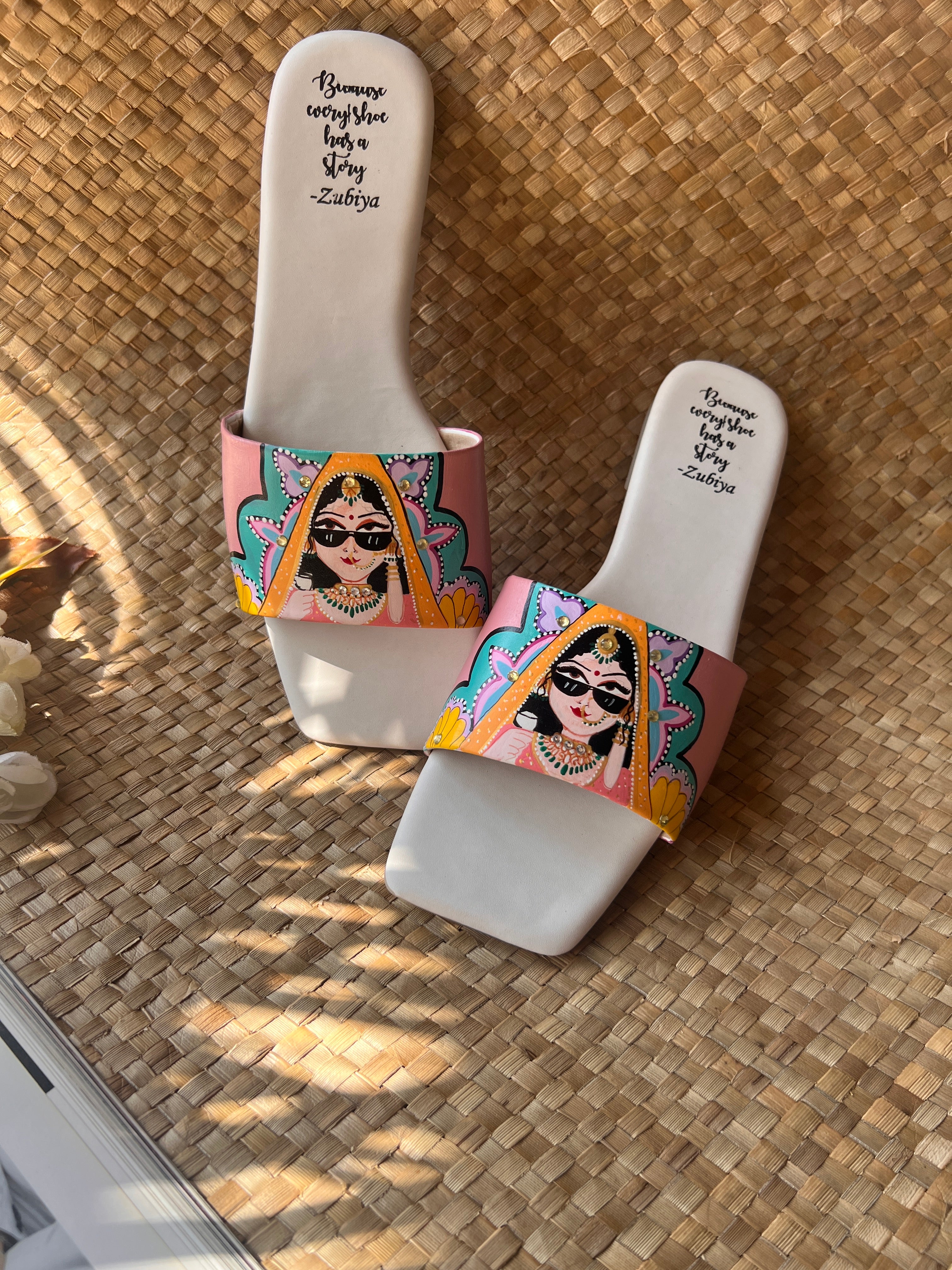 Pastel pink swagger slides
