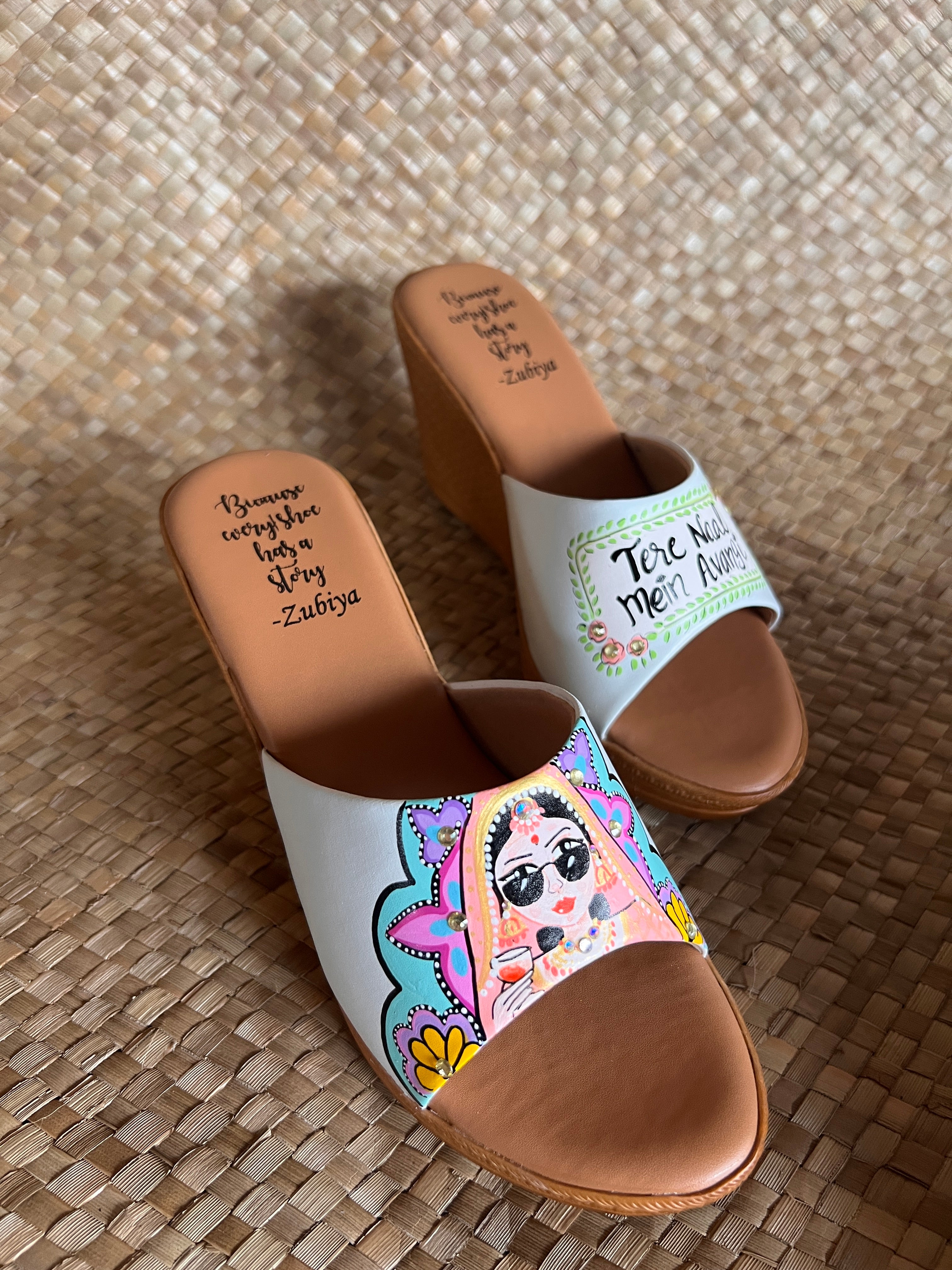 Powder blue Mojris and 3.5inch wedges heel couple Combo