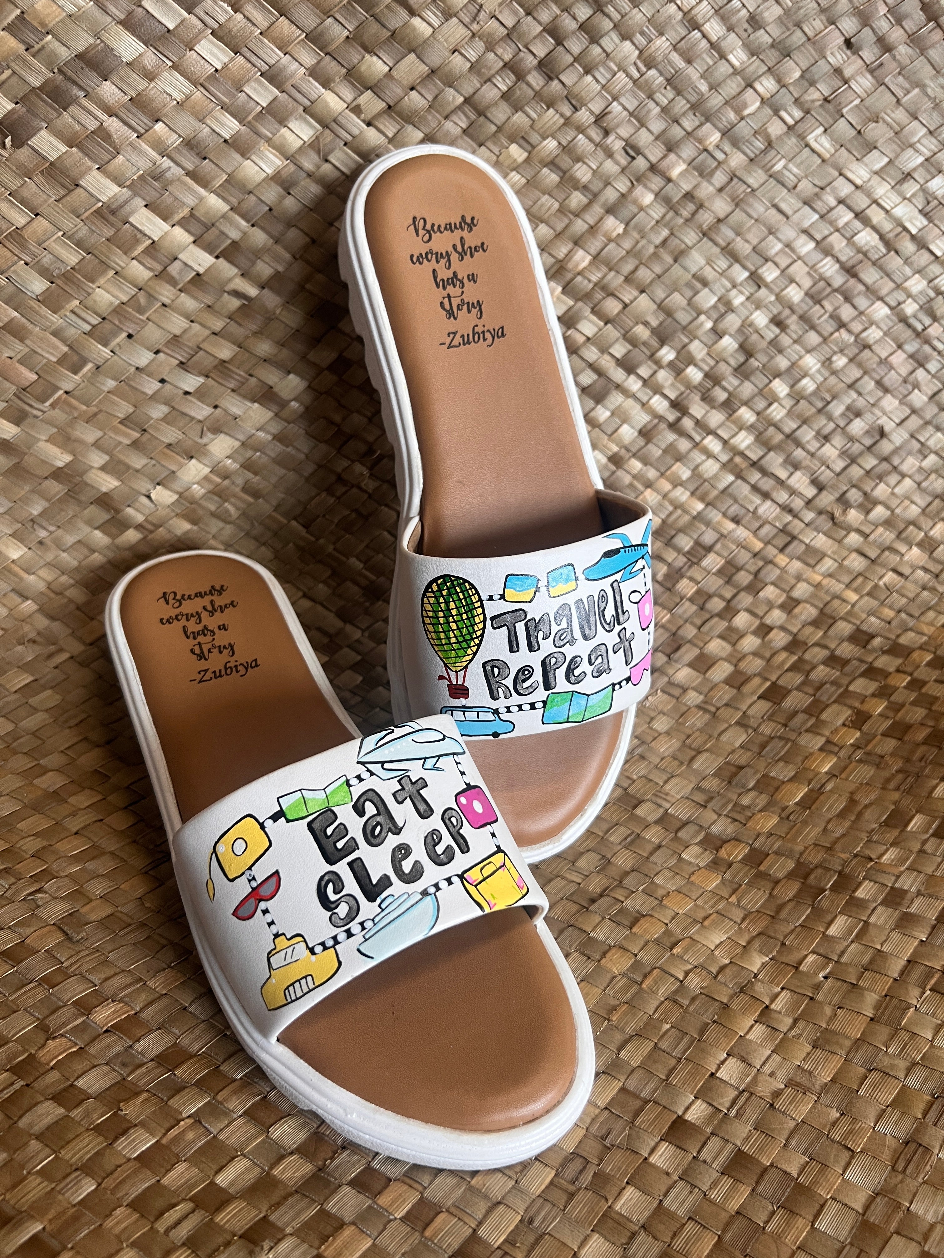 Eat sleep travel repeat white slider