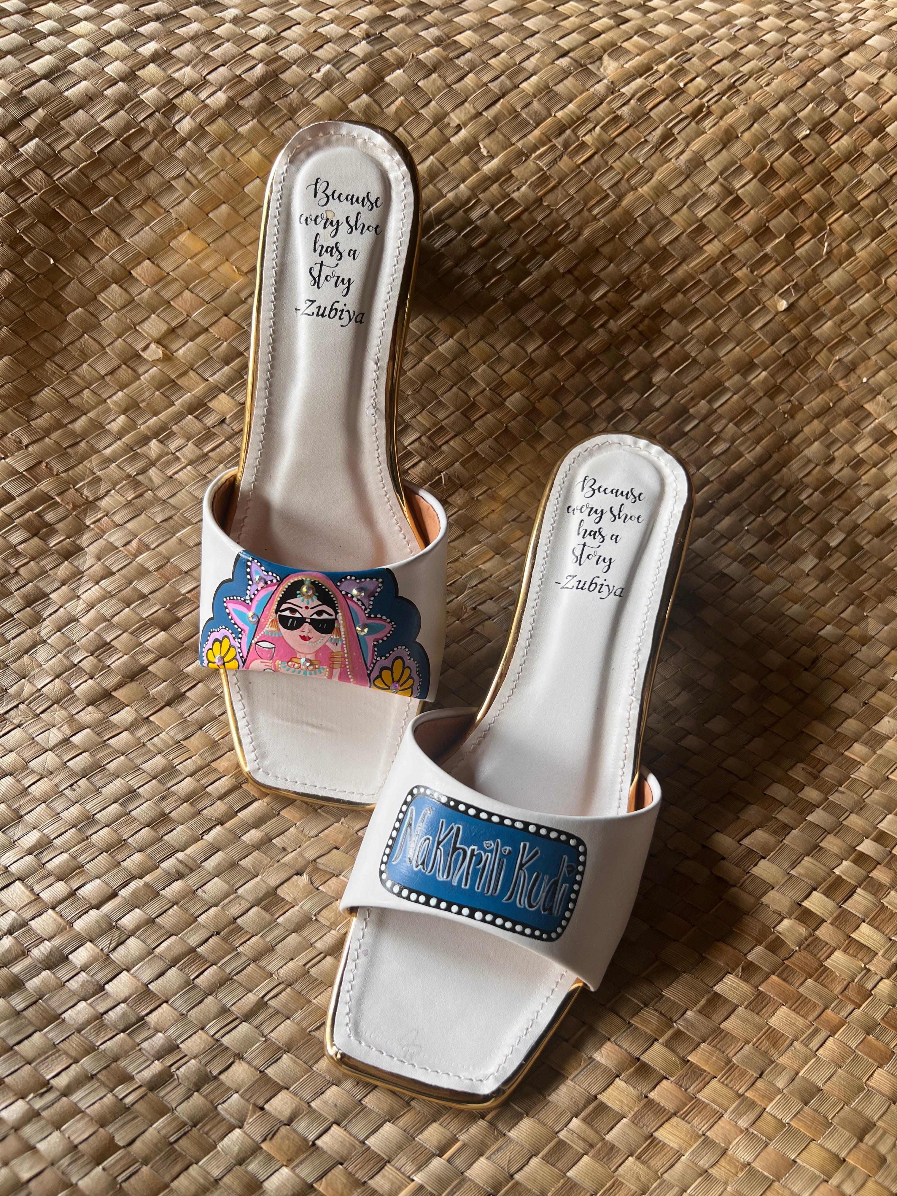 White -teal blue swag dulhan 2 inch heel