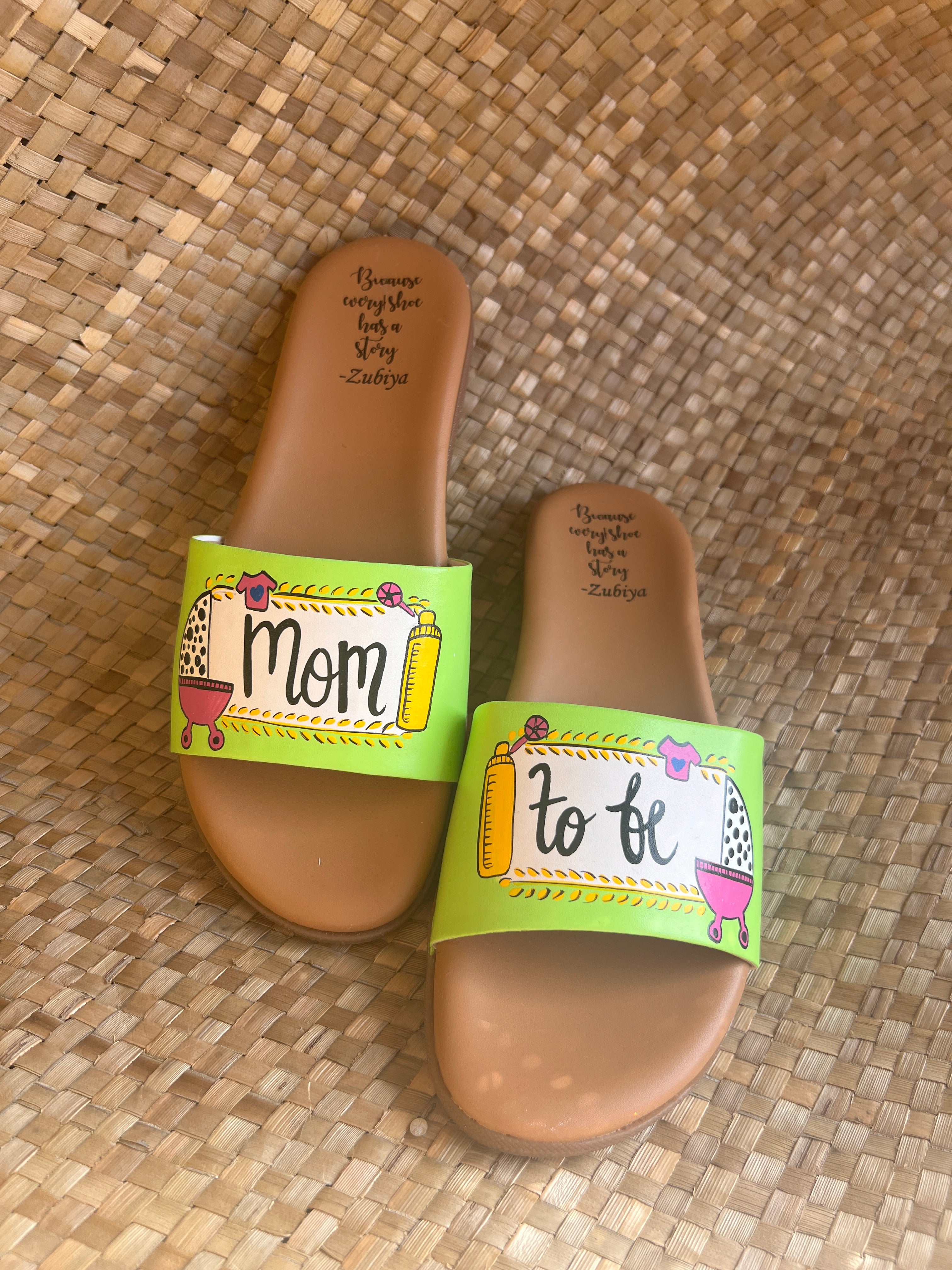 Lime green Mom To Be (Red) Slides