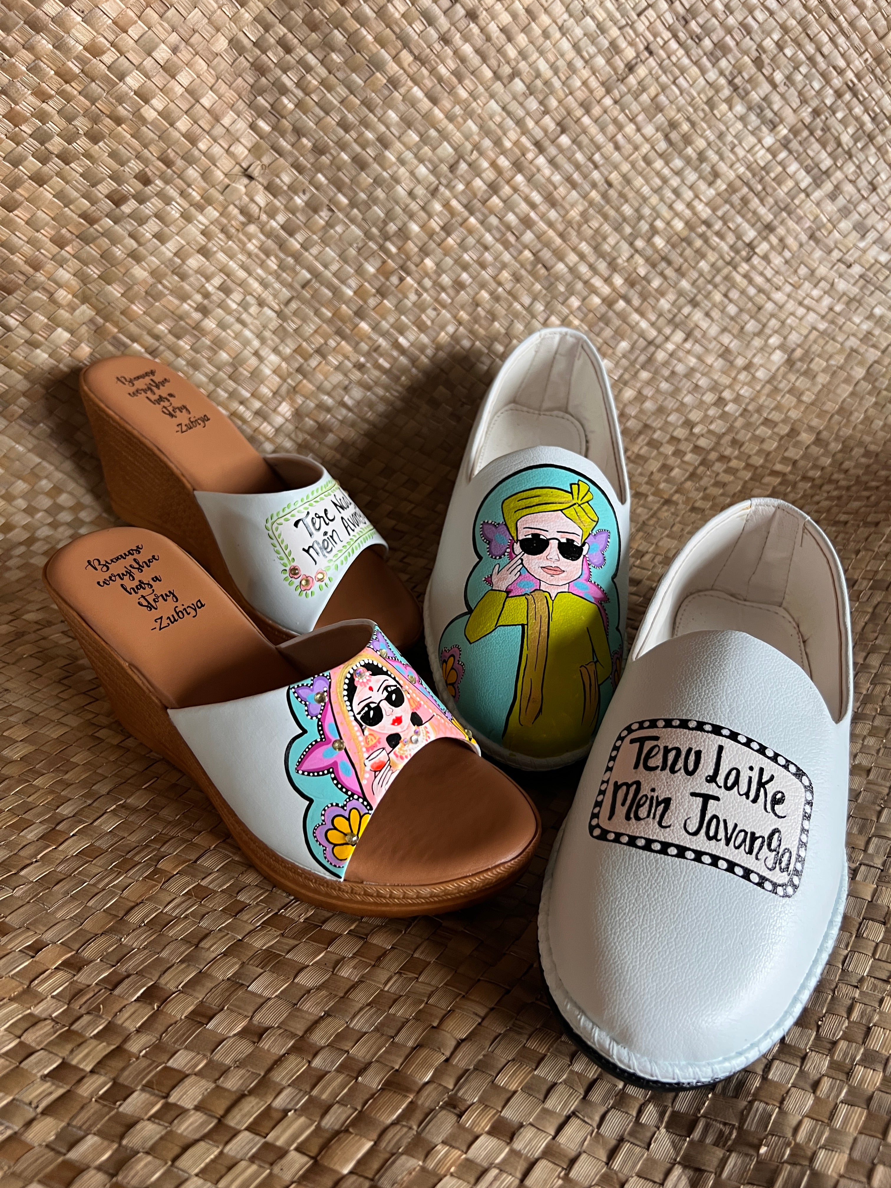 Powder blue Mojris and 3.5inch wedges heel couple Combo