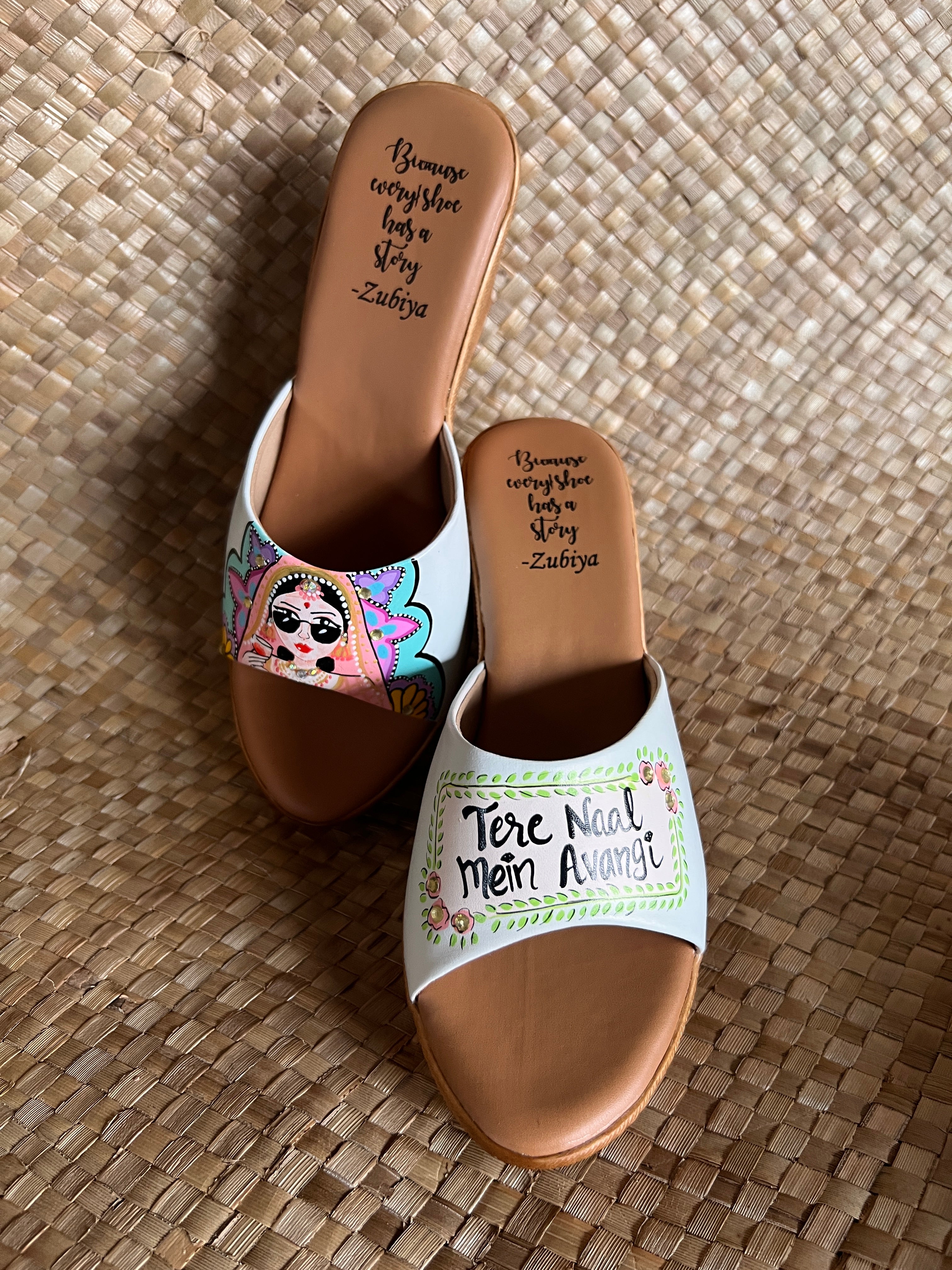 Powder blue Mojris and 3.5inch wedges heel couple Combo