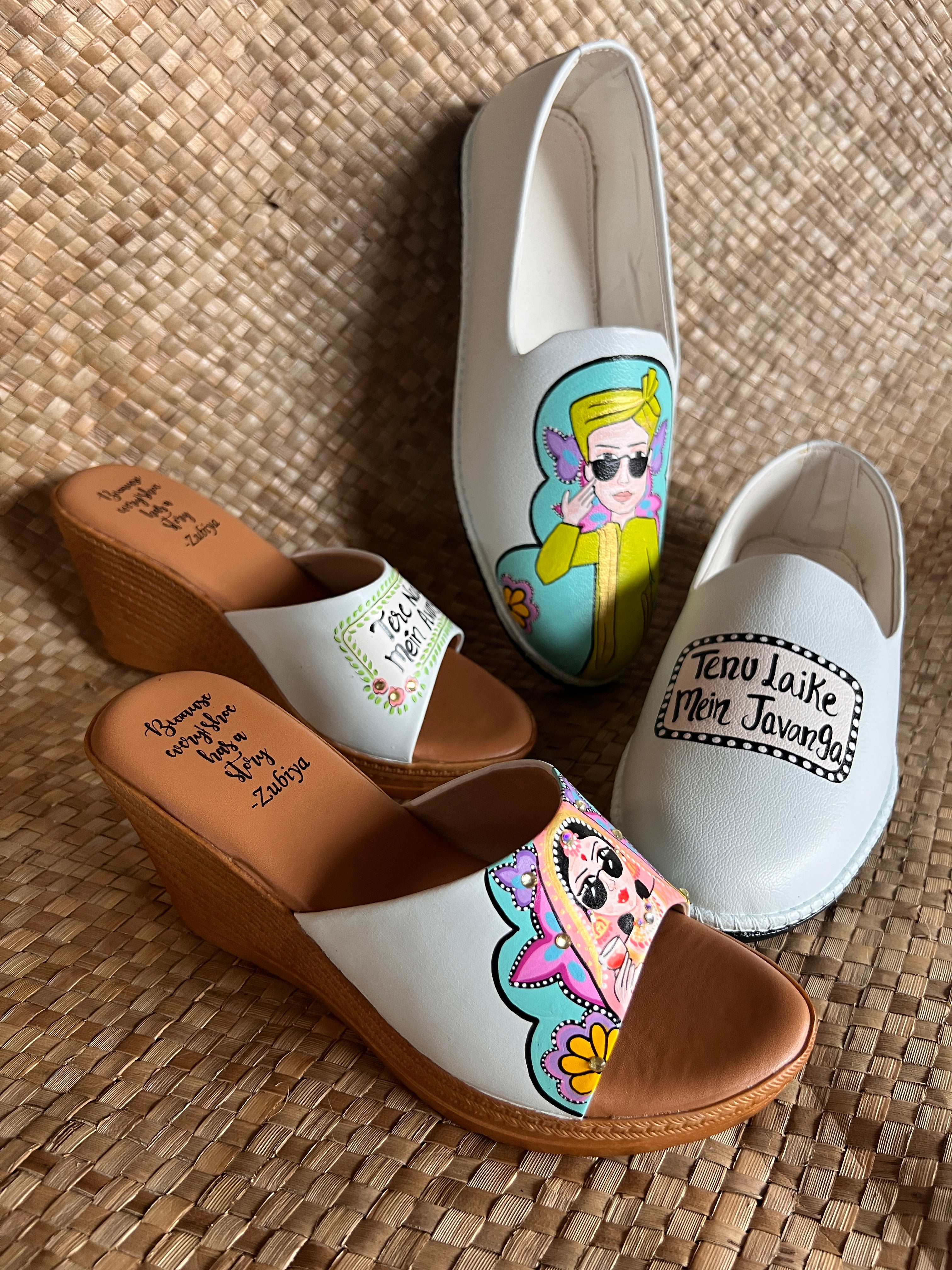 Powder blue Mojris and 3.5inch wedges heel couple Combo