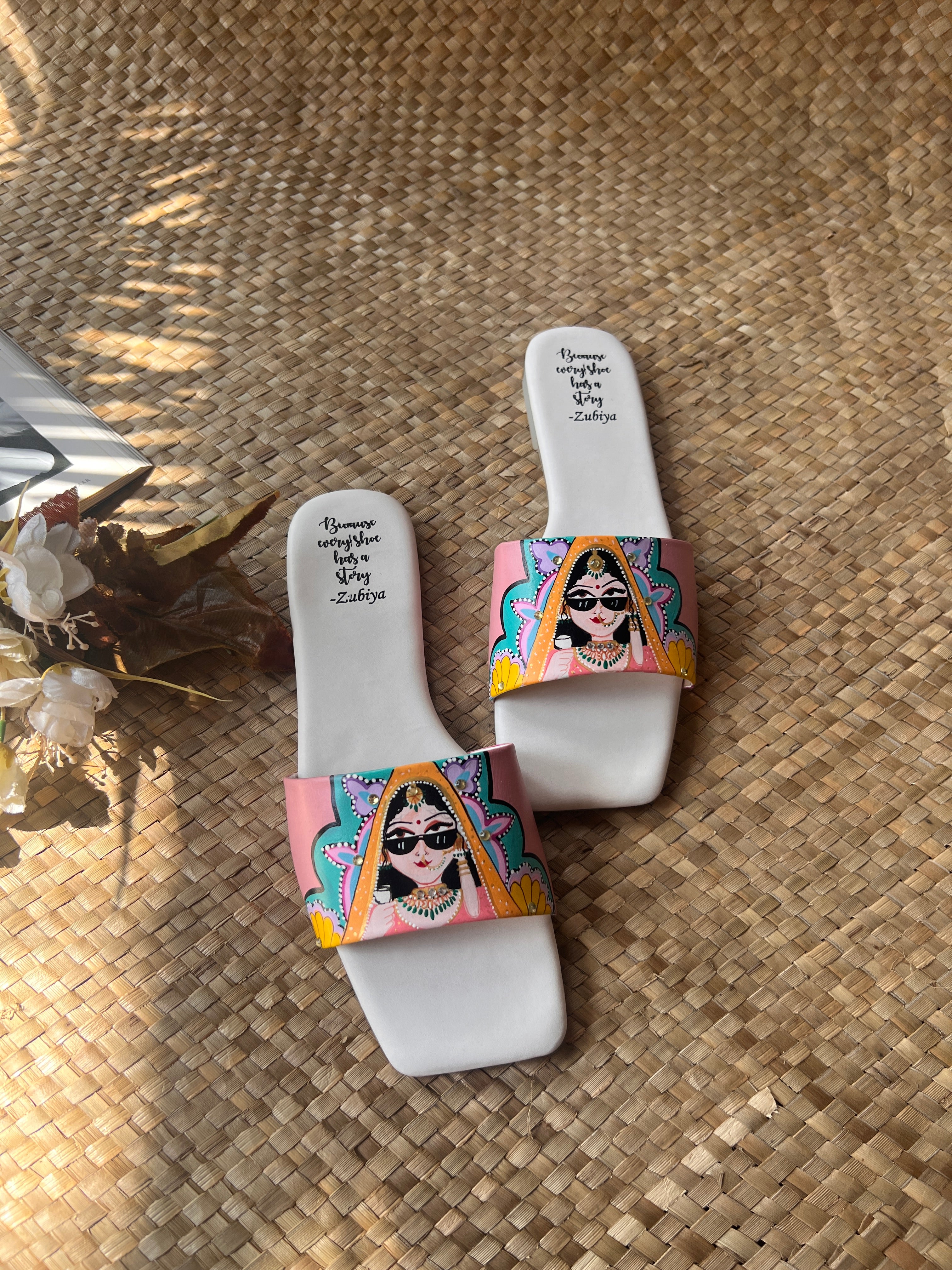 Pastel pink swagger slides